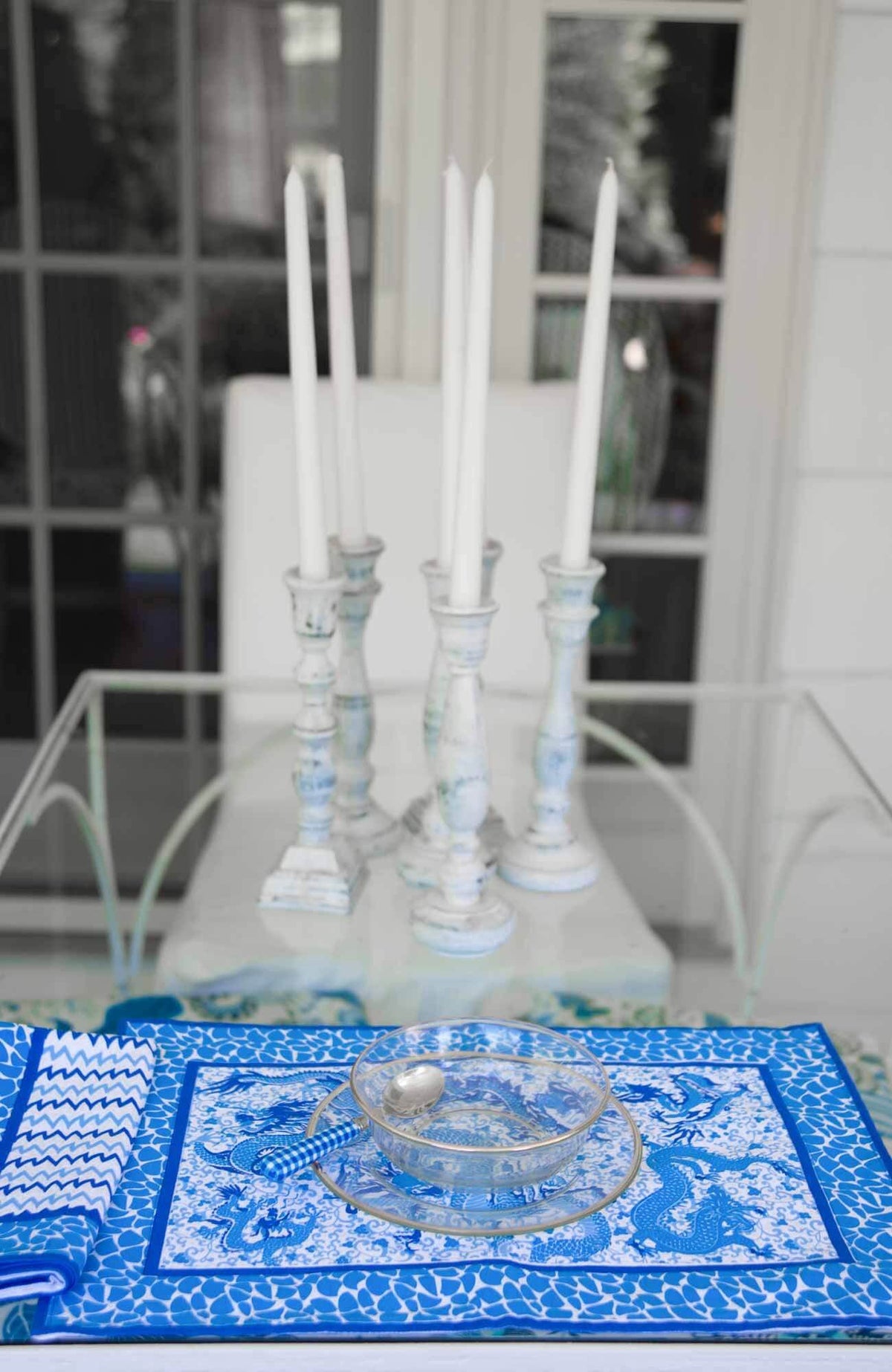 Dancing Dragos Napkins Set/4 Blue