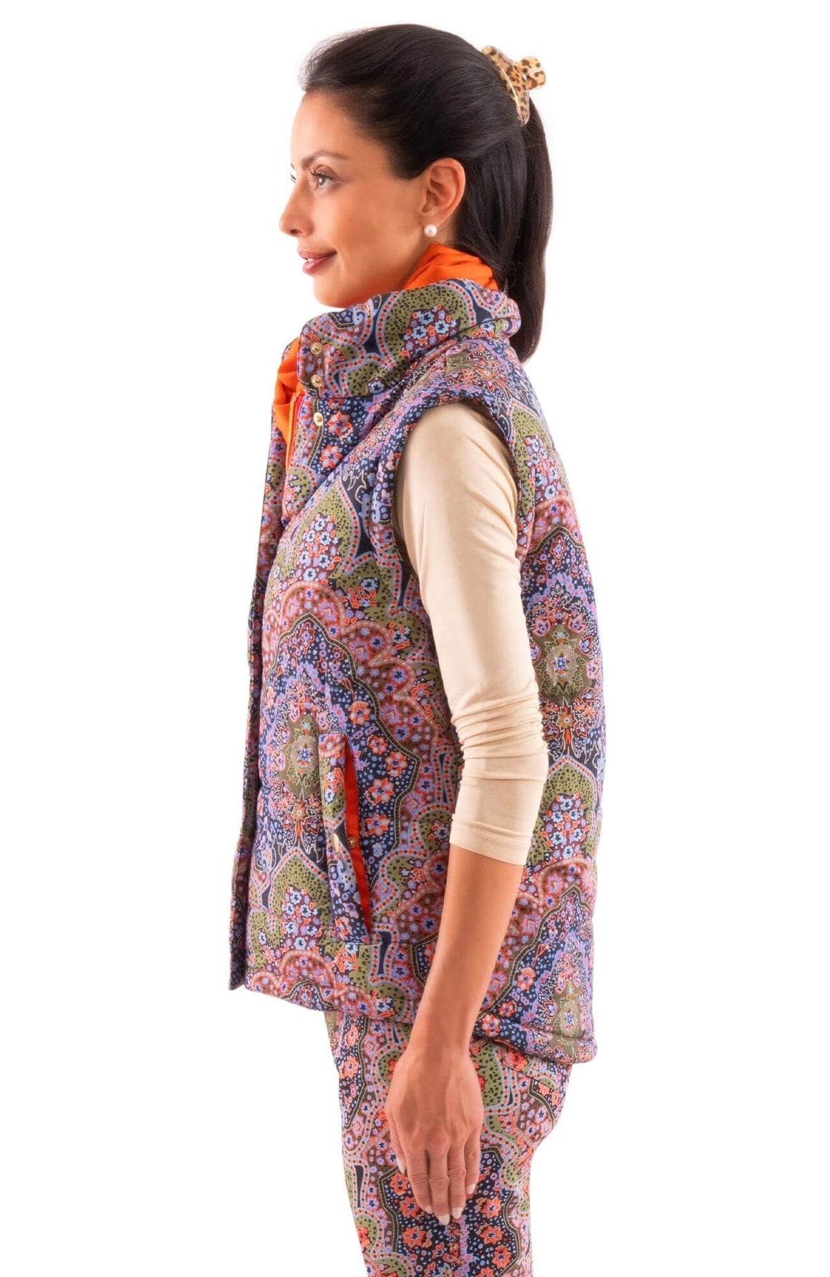 The Puffer Vest - Pleasantly Paisley - Final Sale Black