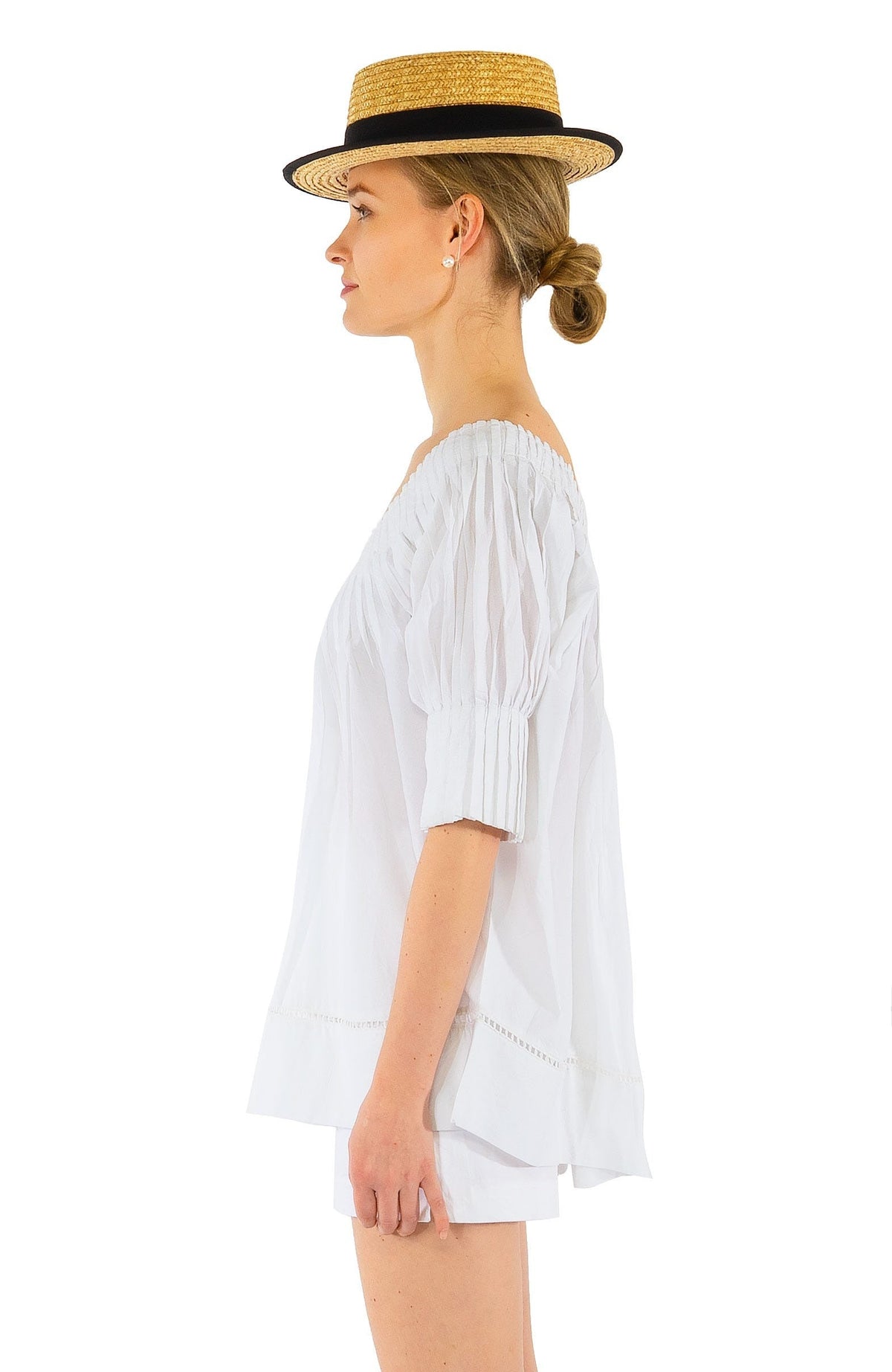 Cotton Pleated Beauty Top - Final Sale White