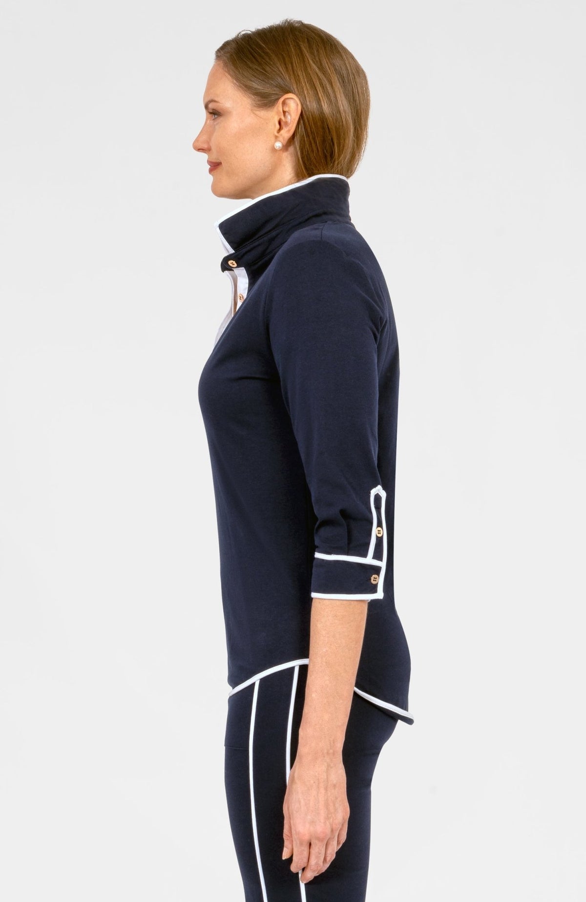 Pop Over Top - Trim It Up Navy White