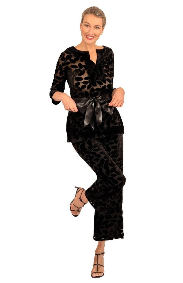 Palazzo Pant - Luxe Leaf Velvet Black