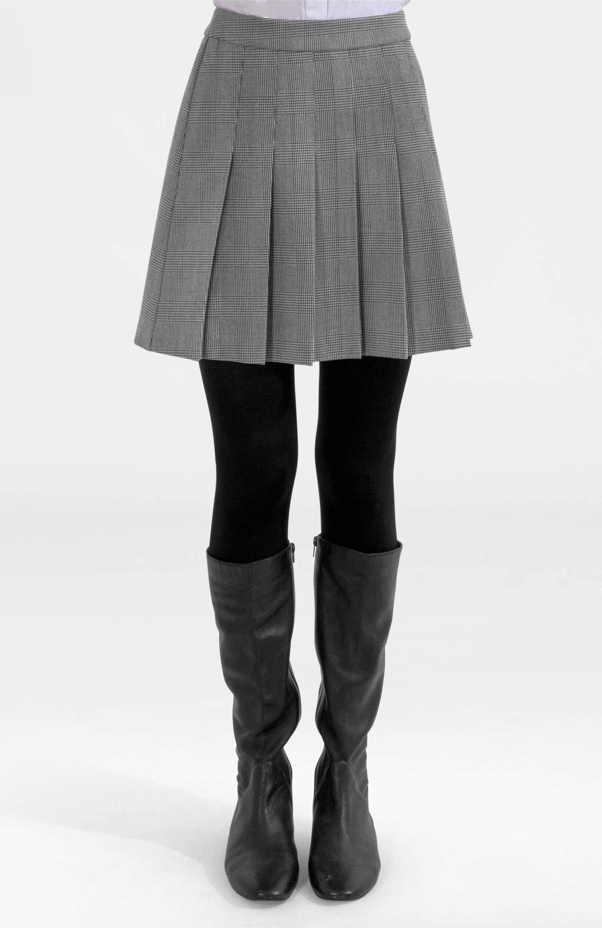 Preppy Plaid Skirt Black White