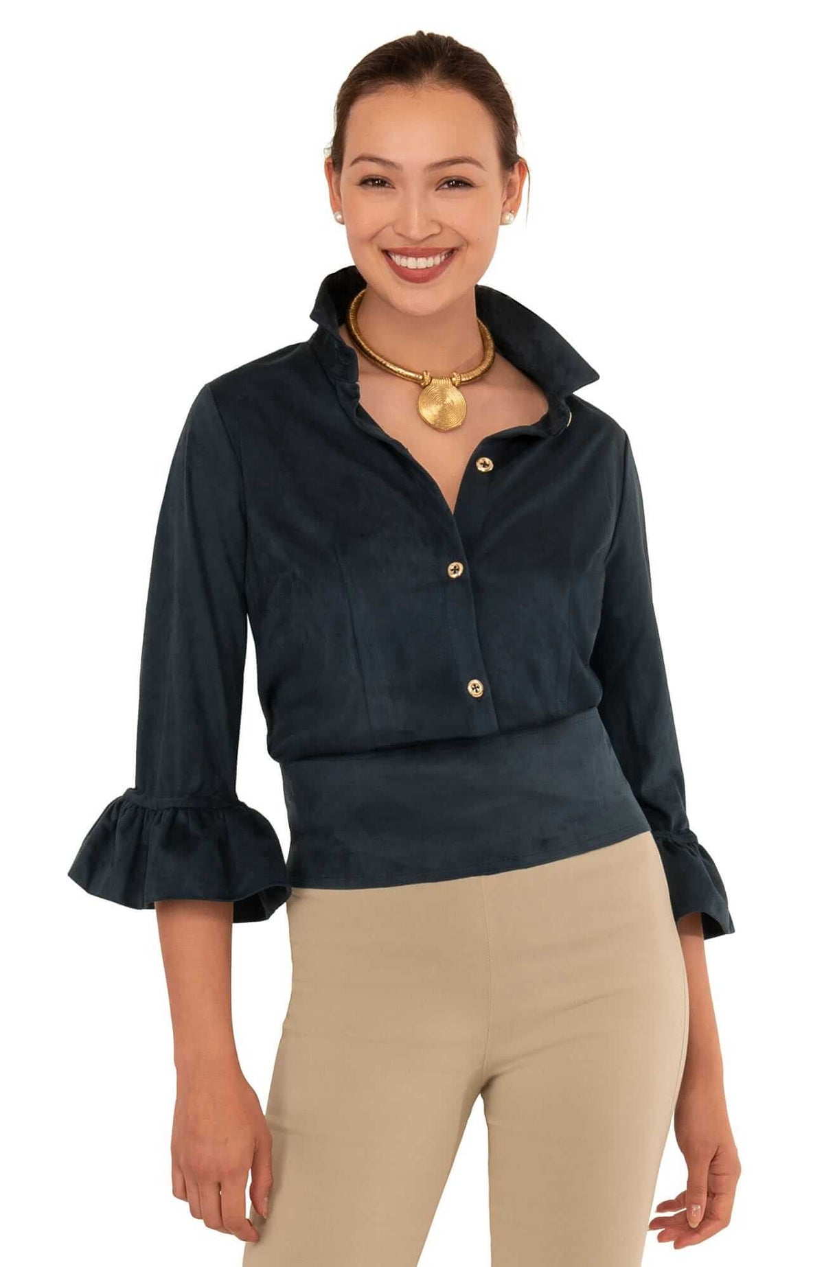 Priss Blouse - Ultra Suede - Final Sale Navy