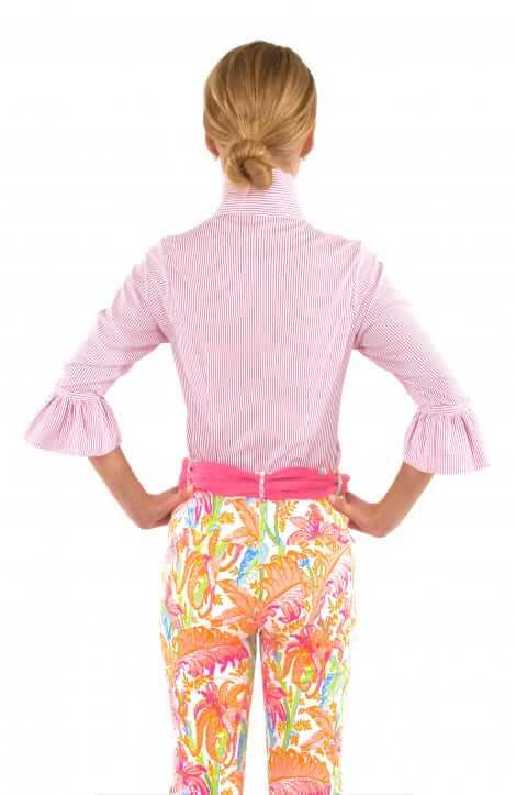 Priss Brooks Blouse - Stripe Wash & Wear Pink Stripe