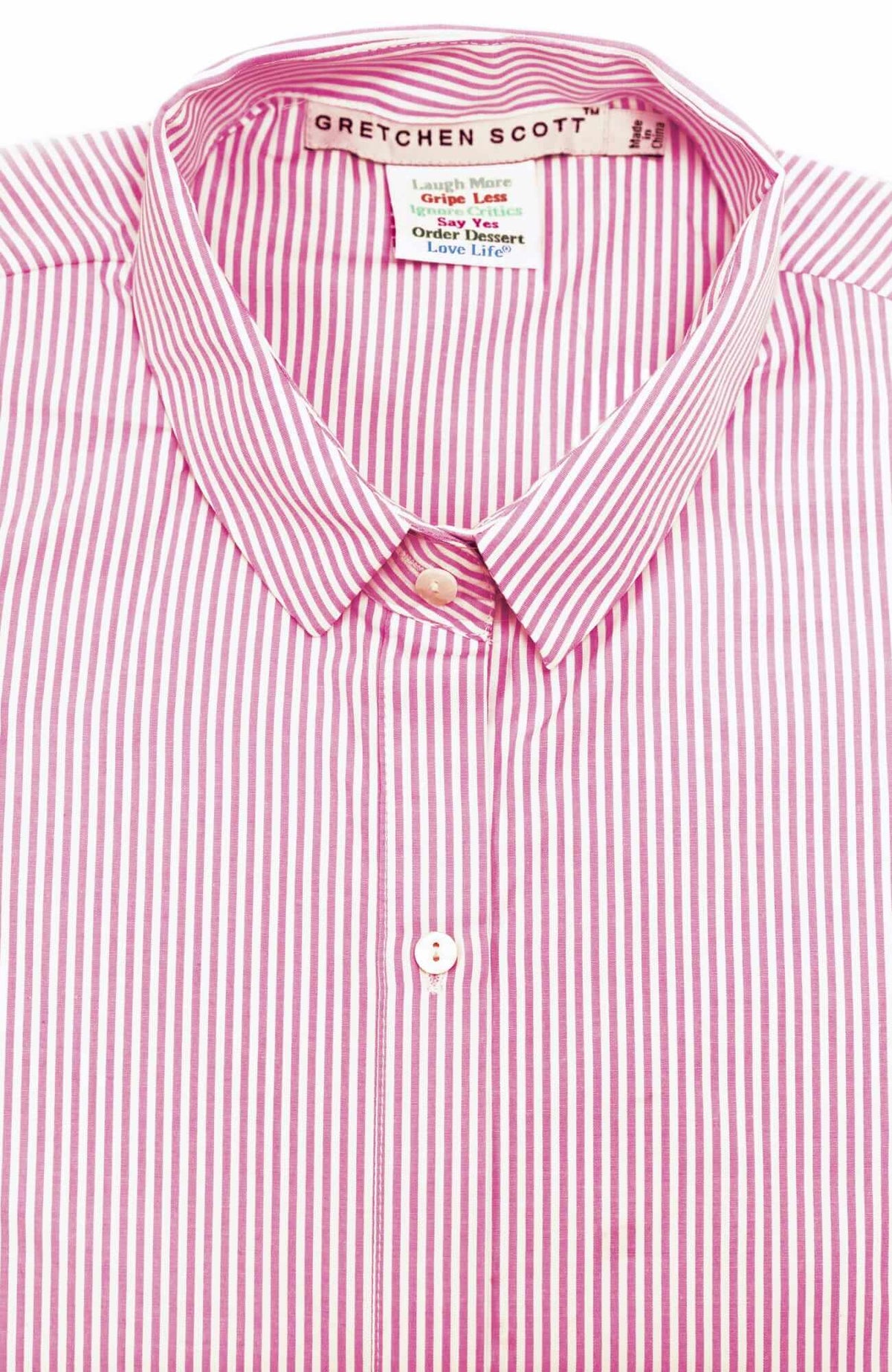 Priss Brooks Blouse - Stripe Wash & Wear Pink Stripe