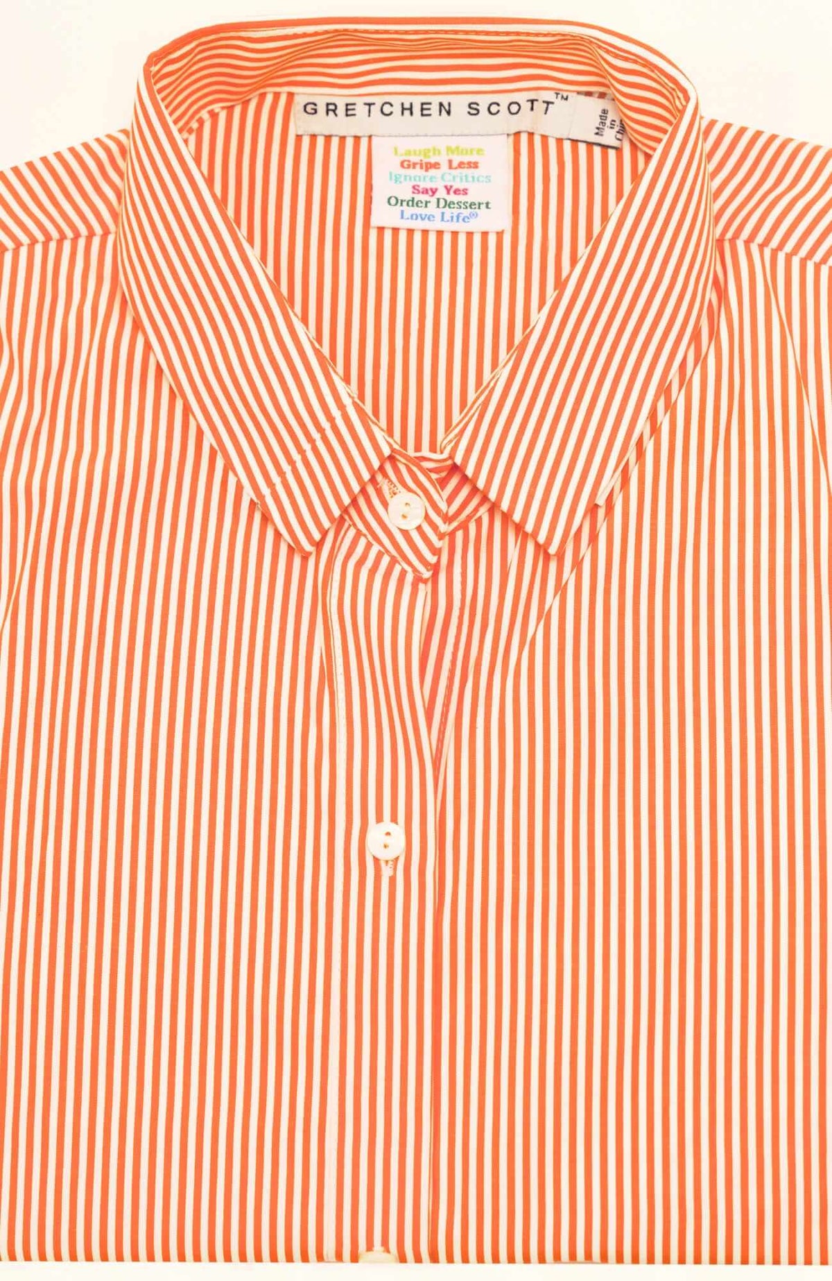 Priss Brooks Blouse - Stripe Wash & Wear Tangerine