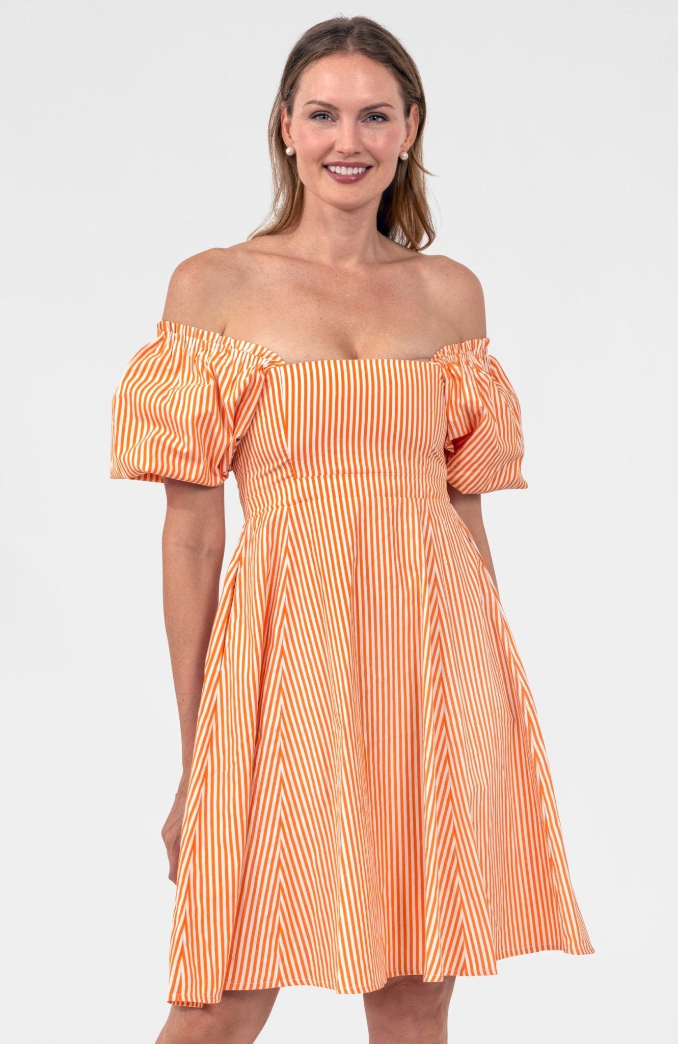 off shoulder dress stripe Promenade 2.0 Dress