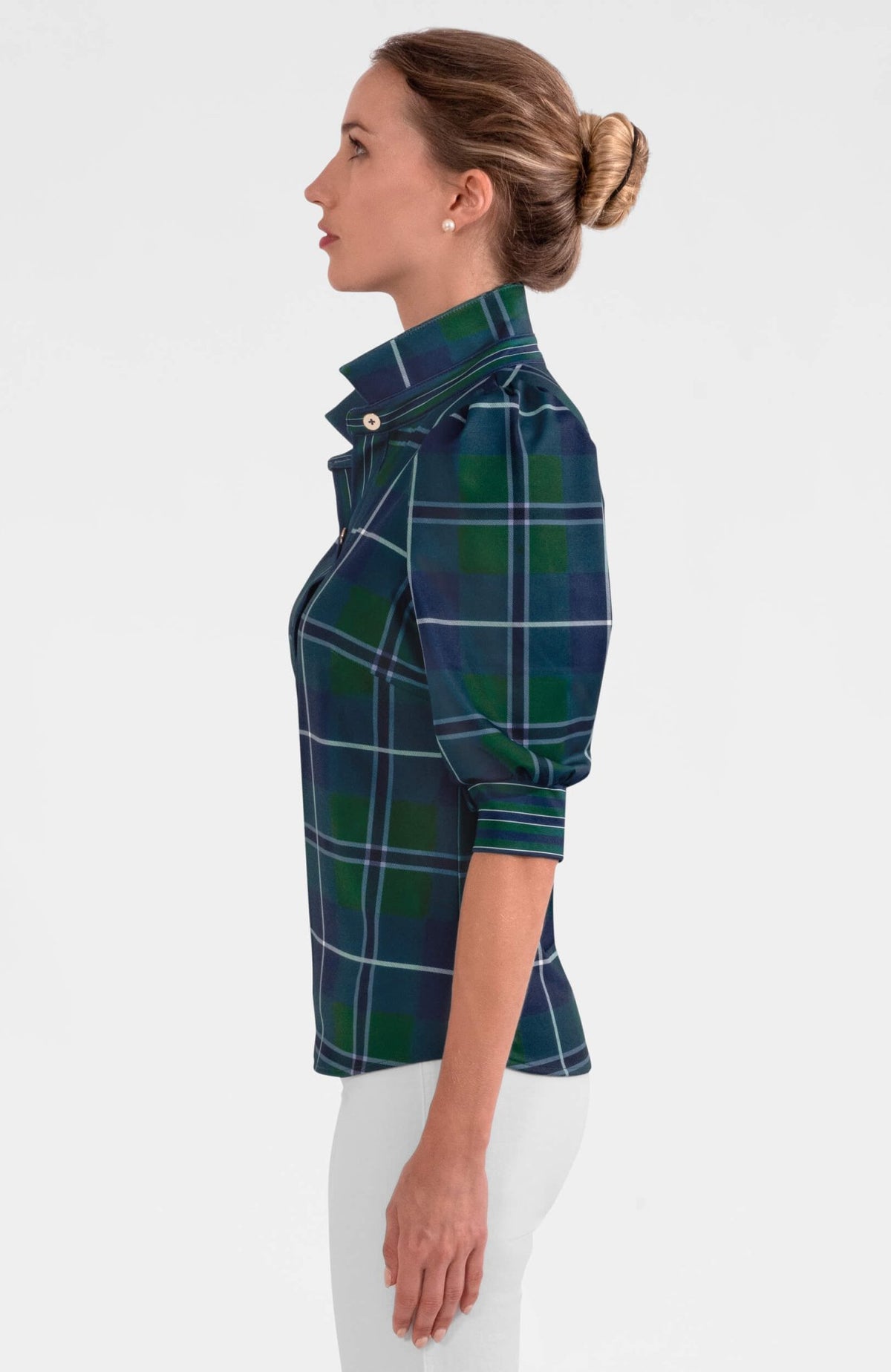 Puff Sleeve Top - Melville Tartan Green Multi