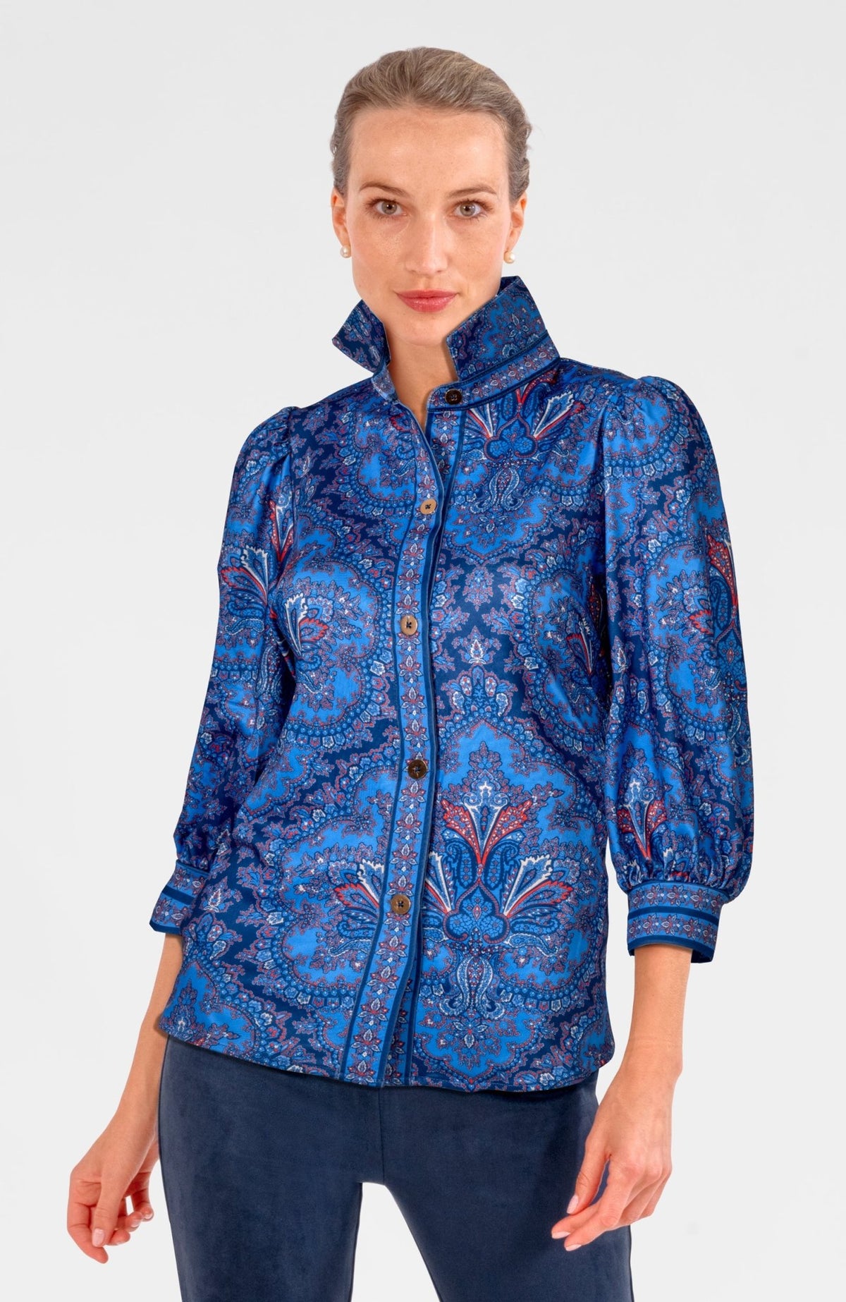 Puff Sleeve Top - Passion Paisley Imari