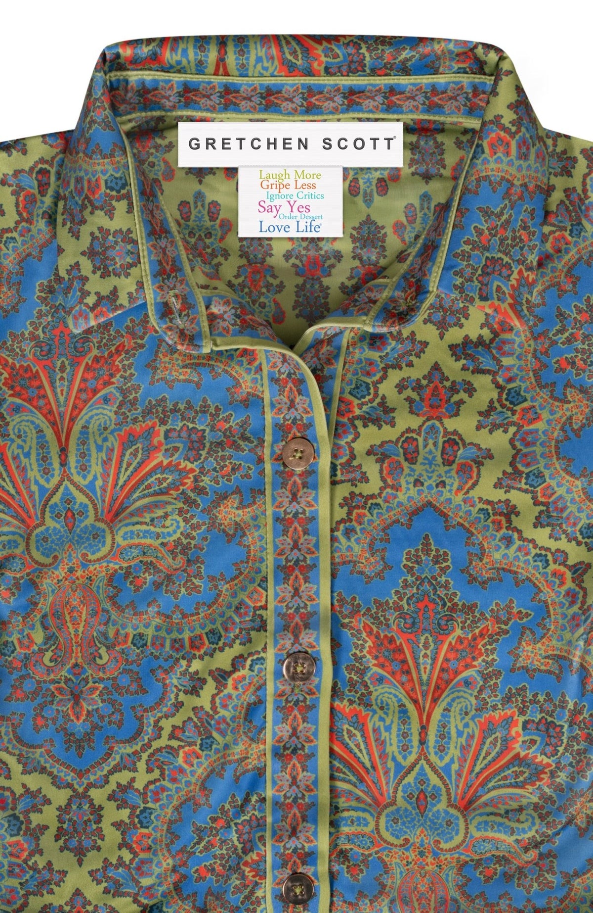 Puff Sleeve Top - Passion Paisley Olive