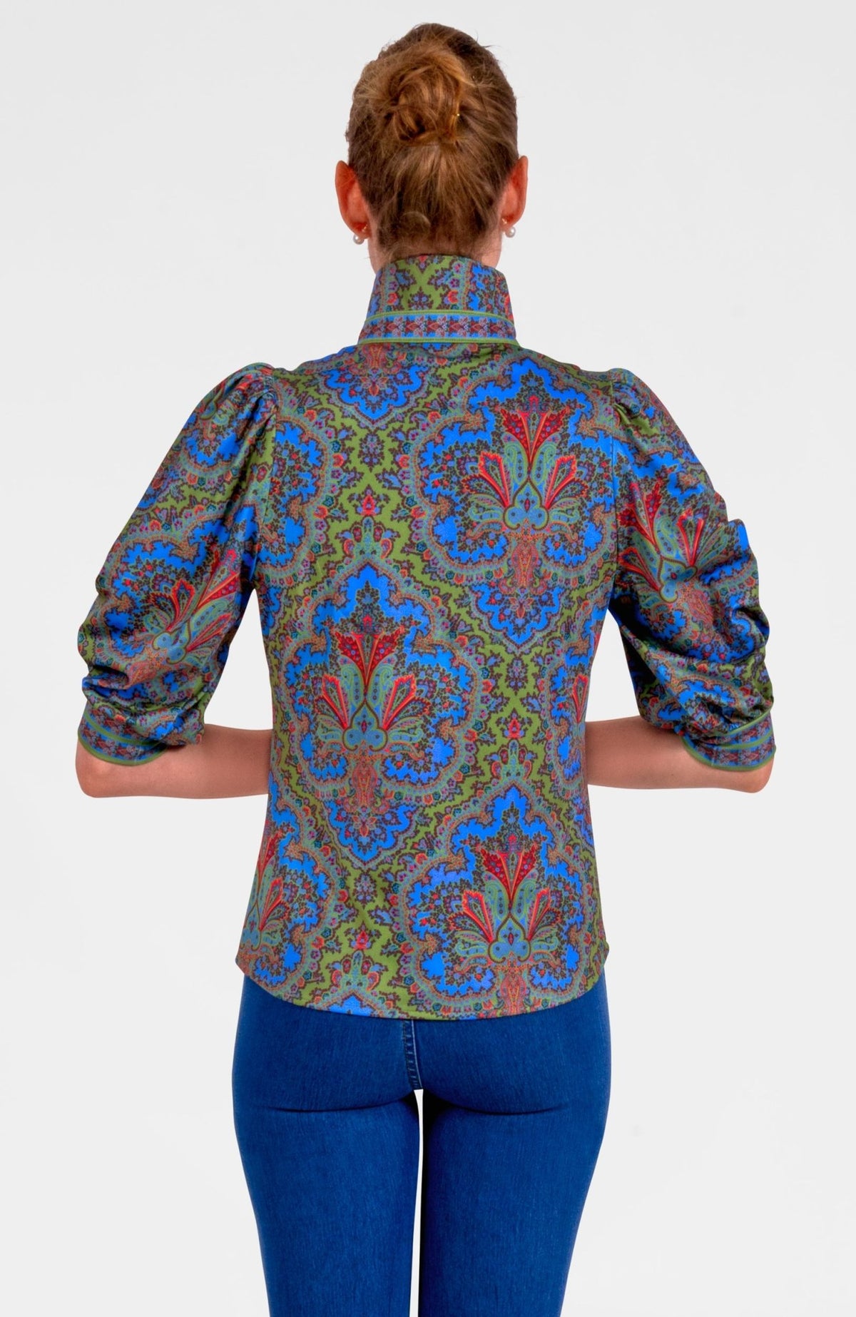 Puff Sleeve Top - Passion Paisley Olive