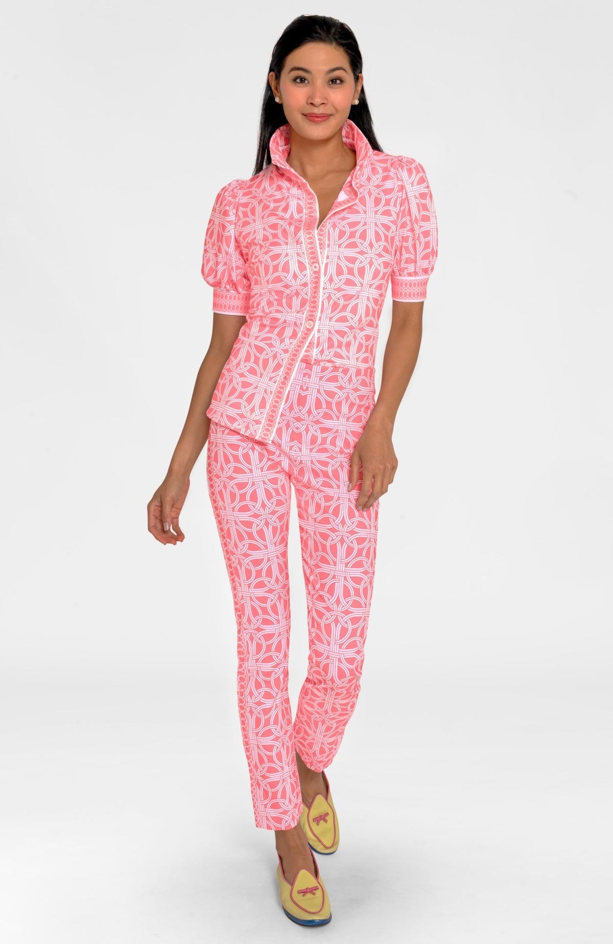 Puff Sleeve Top - Ring Toss Melon