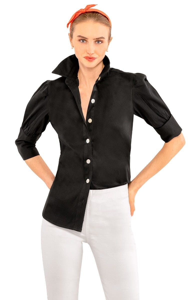 Puff Sleeve Top - Solid - Final Sale Black