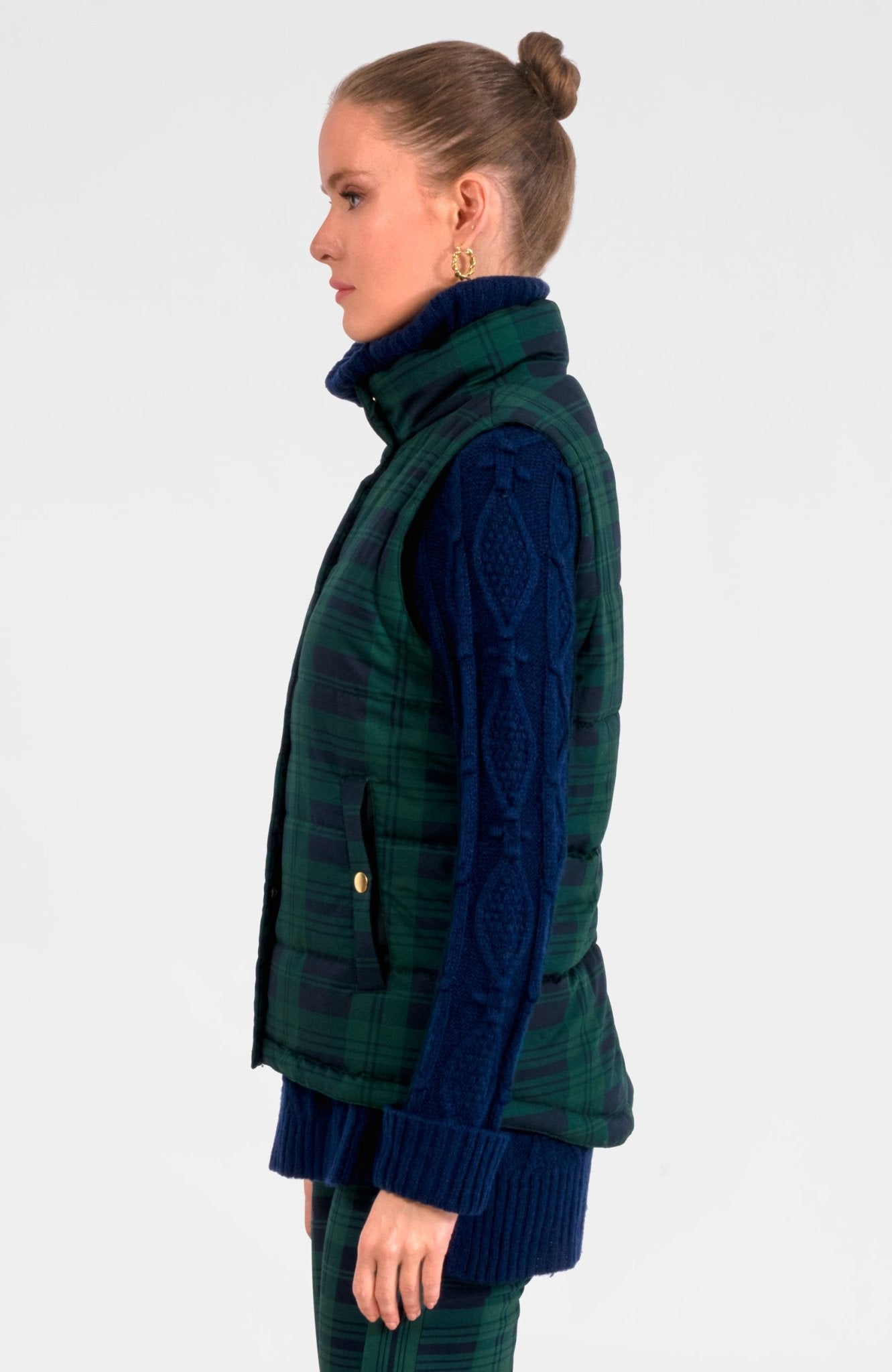 Puffer - Black Watch Plaid Navy Green