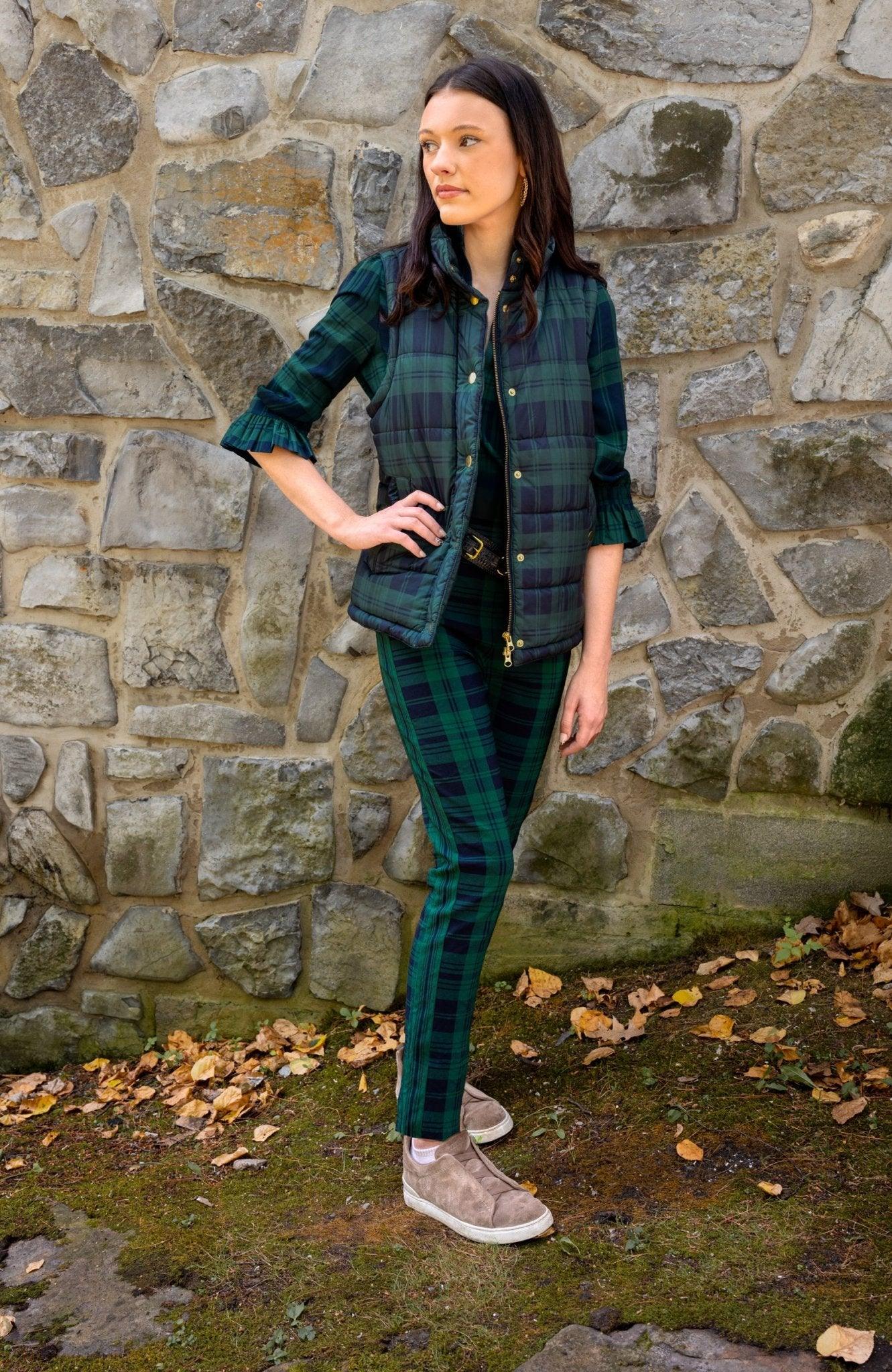 Puffer - Black Watch Plaid Navy Green