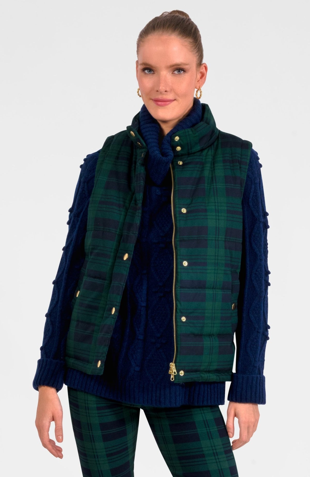 Puffer - Black Watch Plaid Navy Green