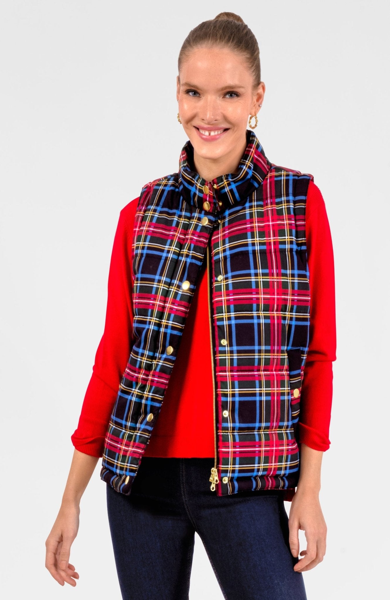 Puffer Vest - Stewart Plaid Black Multi