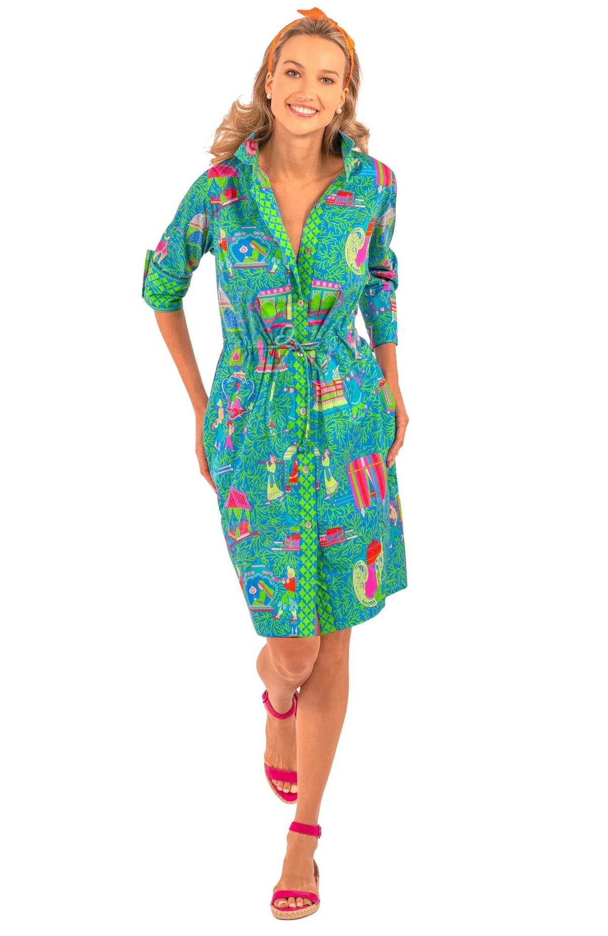 Pulley Dress - Palanquin Party - Final Sale Turquoise