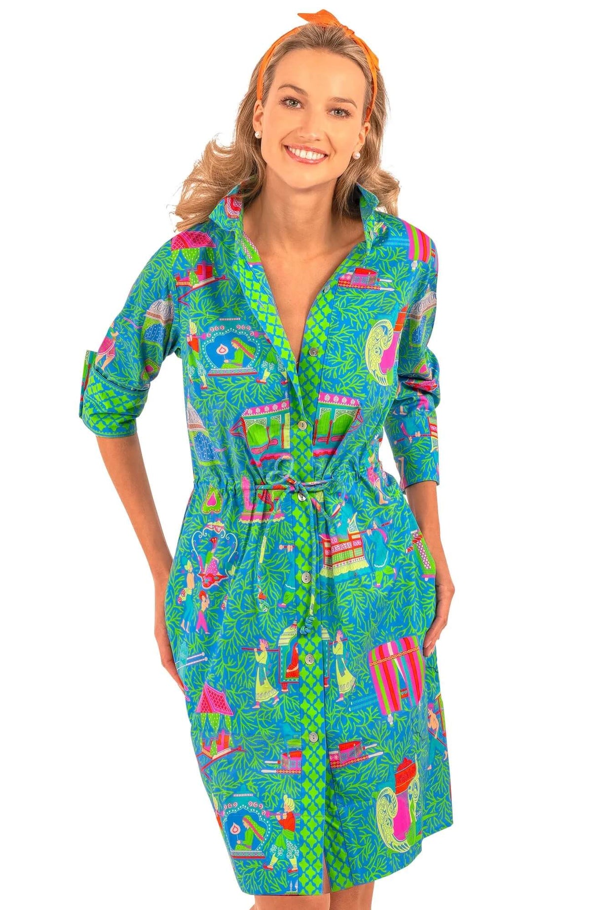 Pulley Dress - Palanquin Party - Final Sale Turquoise