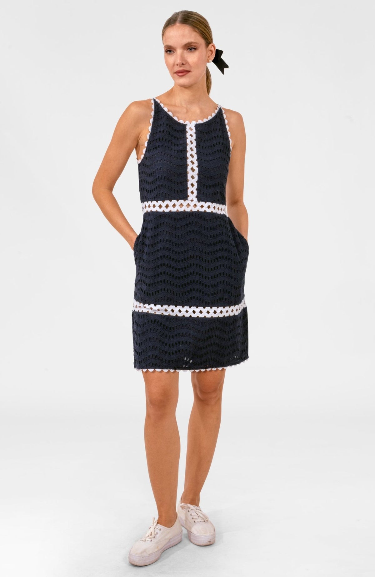 Rikki Dress - Eyelet Navy