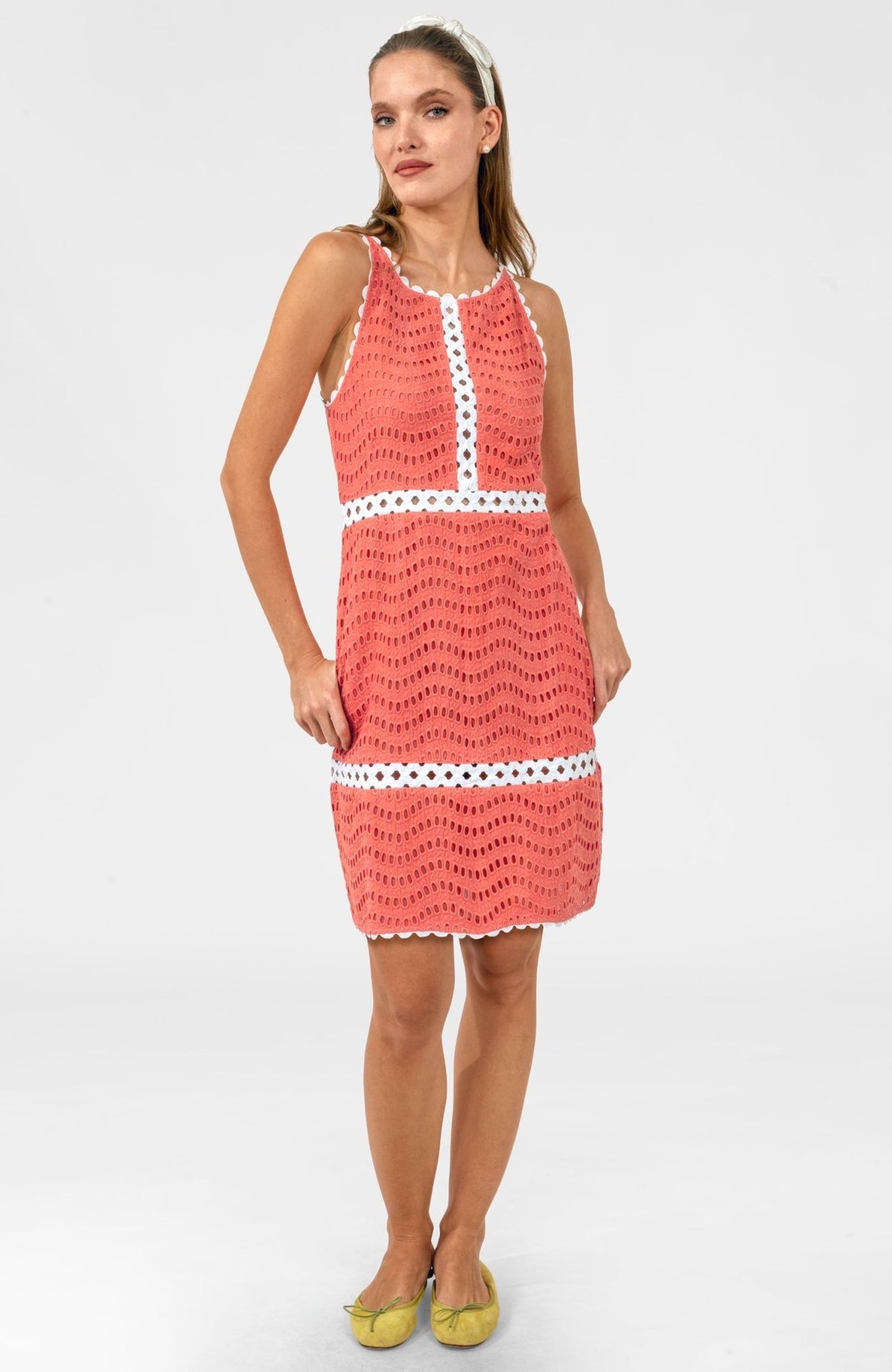 Rikki Dress - Eyelet Coral