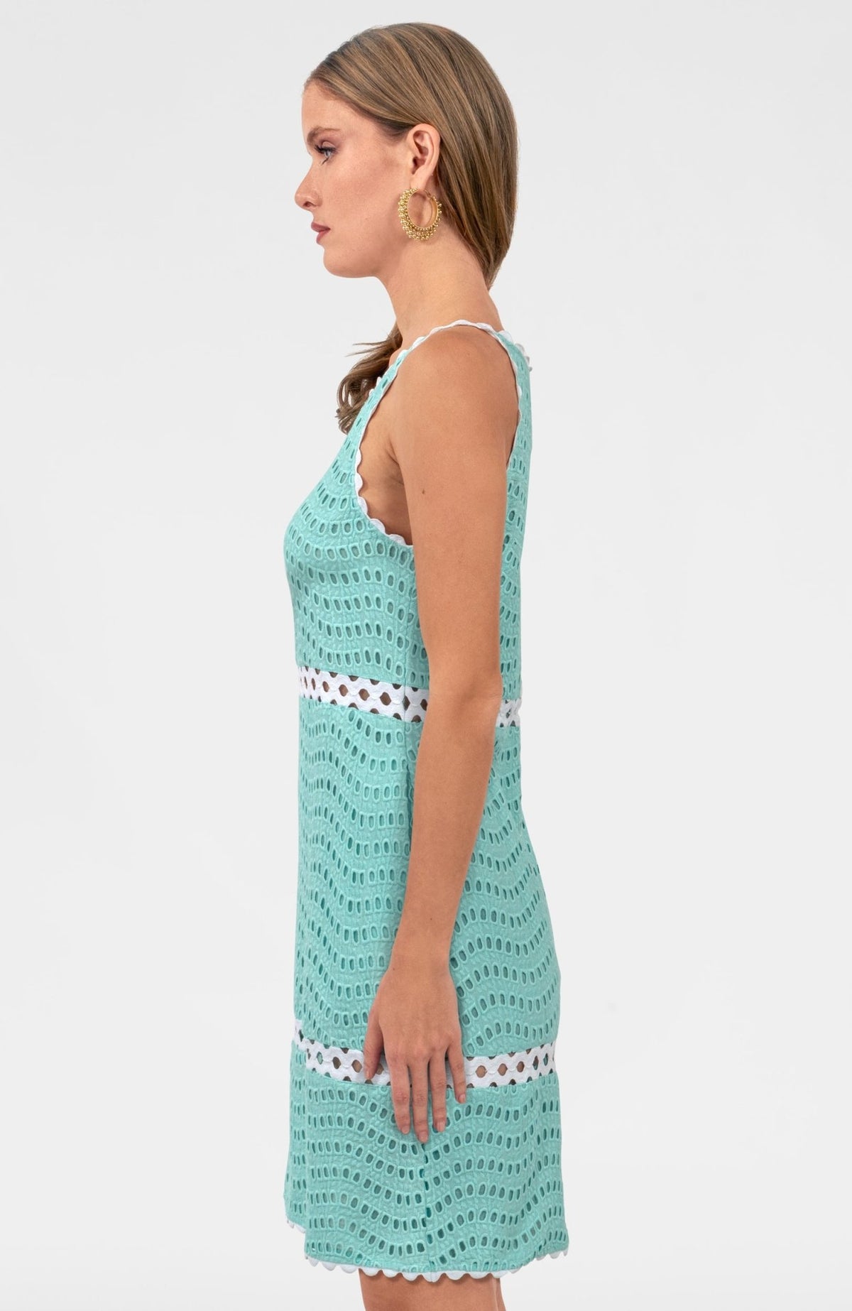 Rikki Dress - Eyelet Turquoise