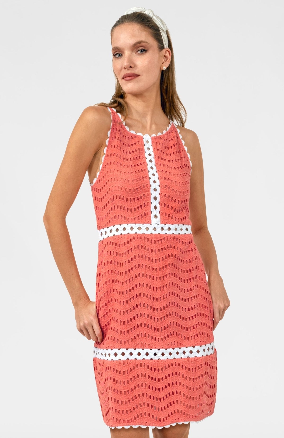 Rikki Dress - Eyelet Coral