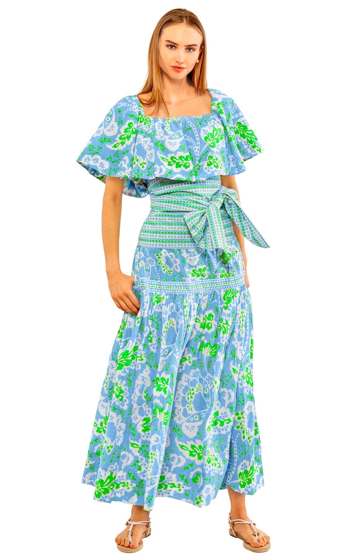 Ruffle Dreaming Top - Flora - Final Sale Periwink Kelly