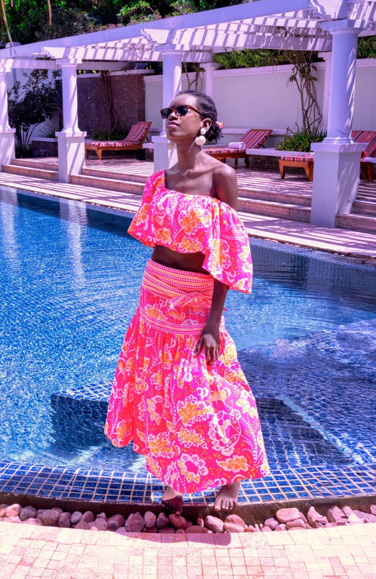 Ruffle Dreaming Top - Flora - Final Sale Pink Orange