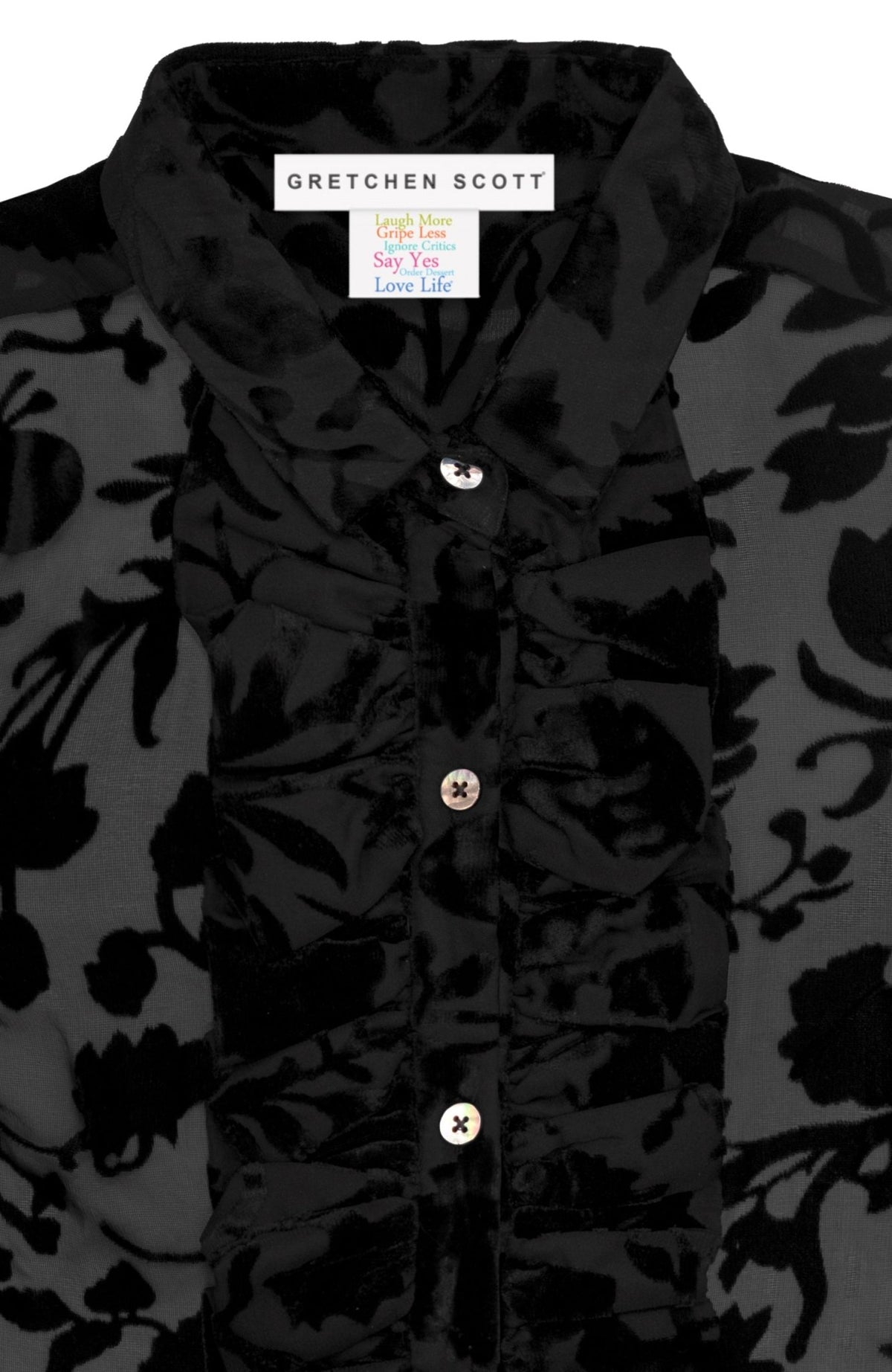 Ruffle Rumble Blouse - Floral Burnout Black