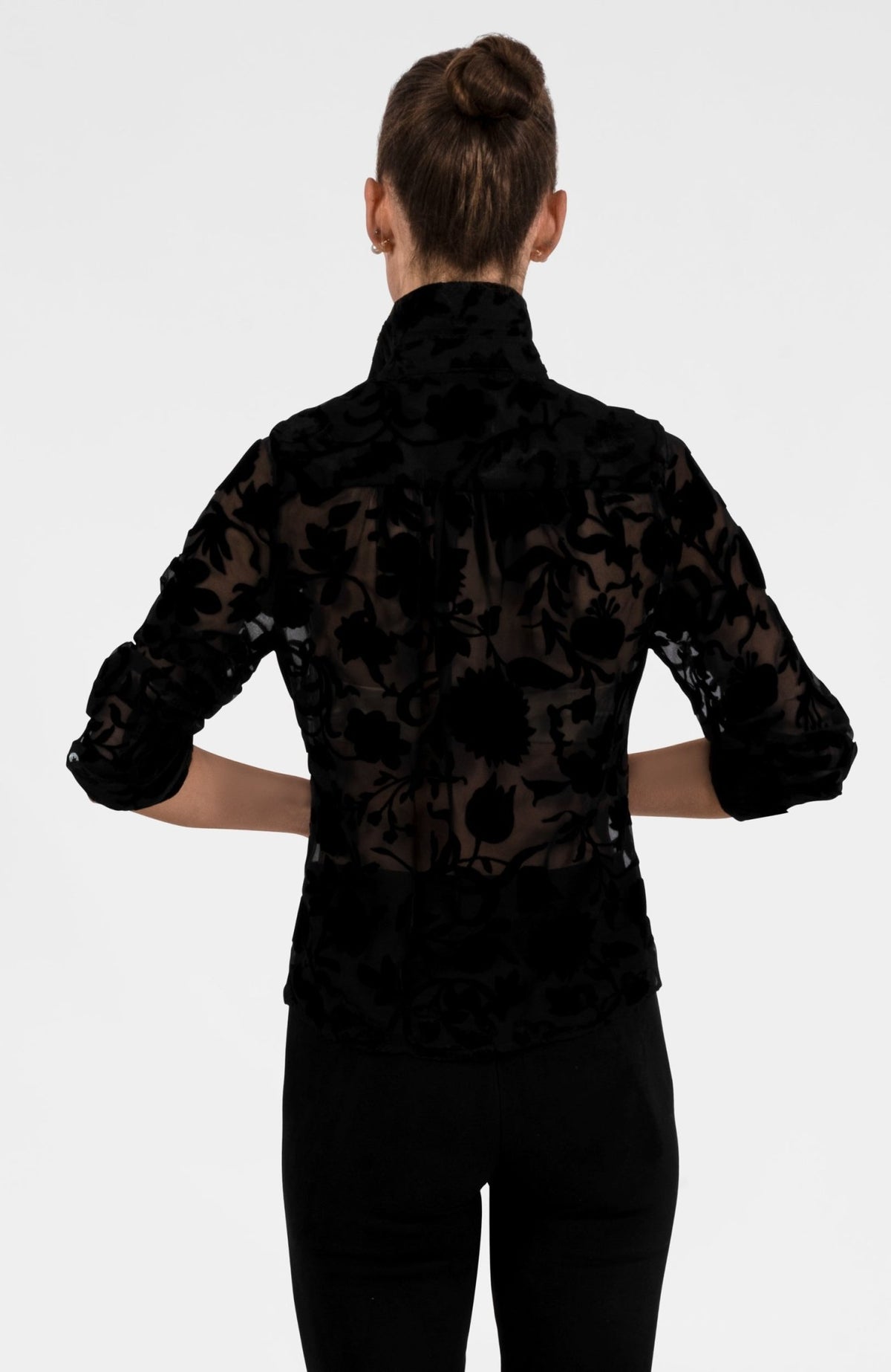 Ruffle Rumble Blouse - Floral Burnout Black