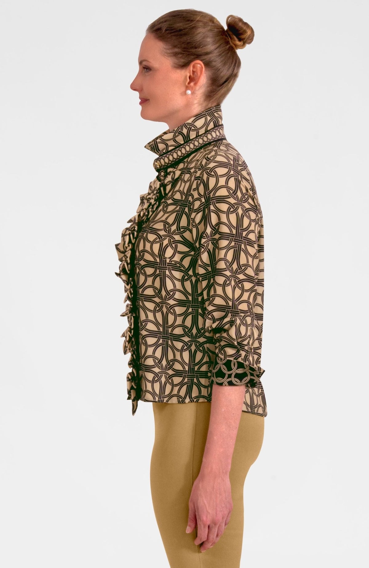 Ruffle Rumble Blouse - Ring Toss Champagne