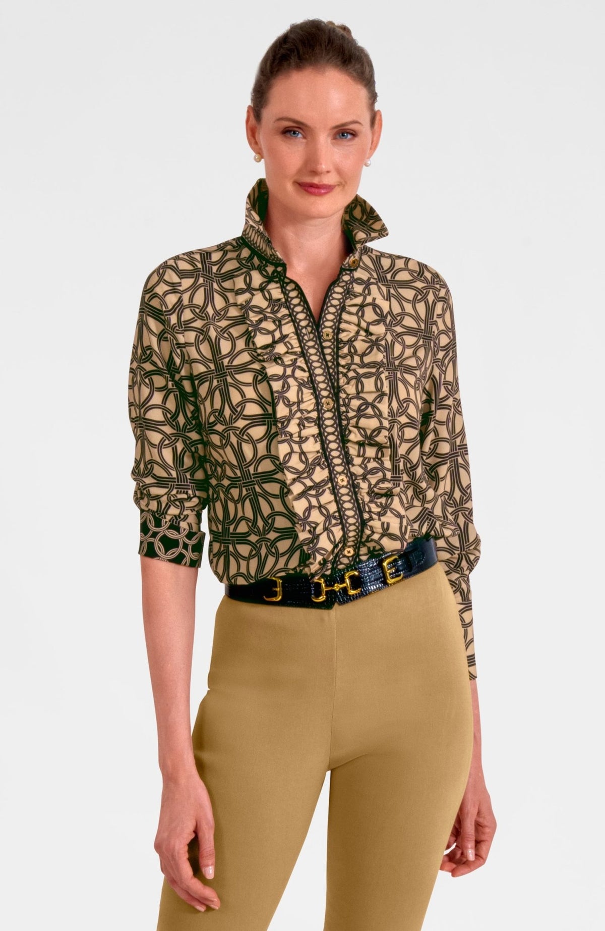 Ruffle Rumble Blouse - Ring Toss Champagne