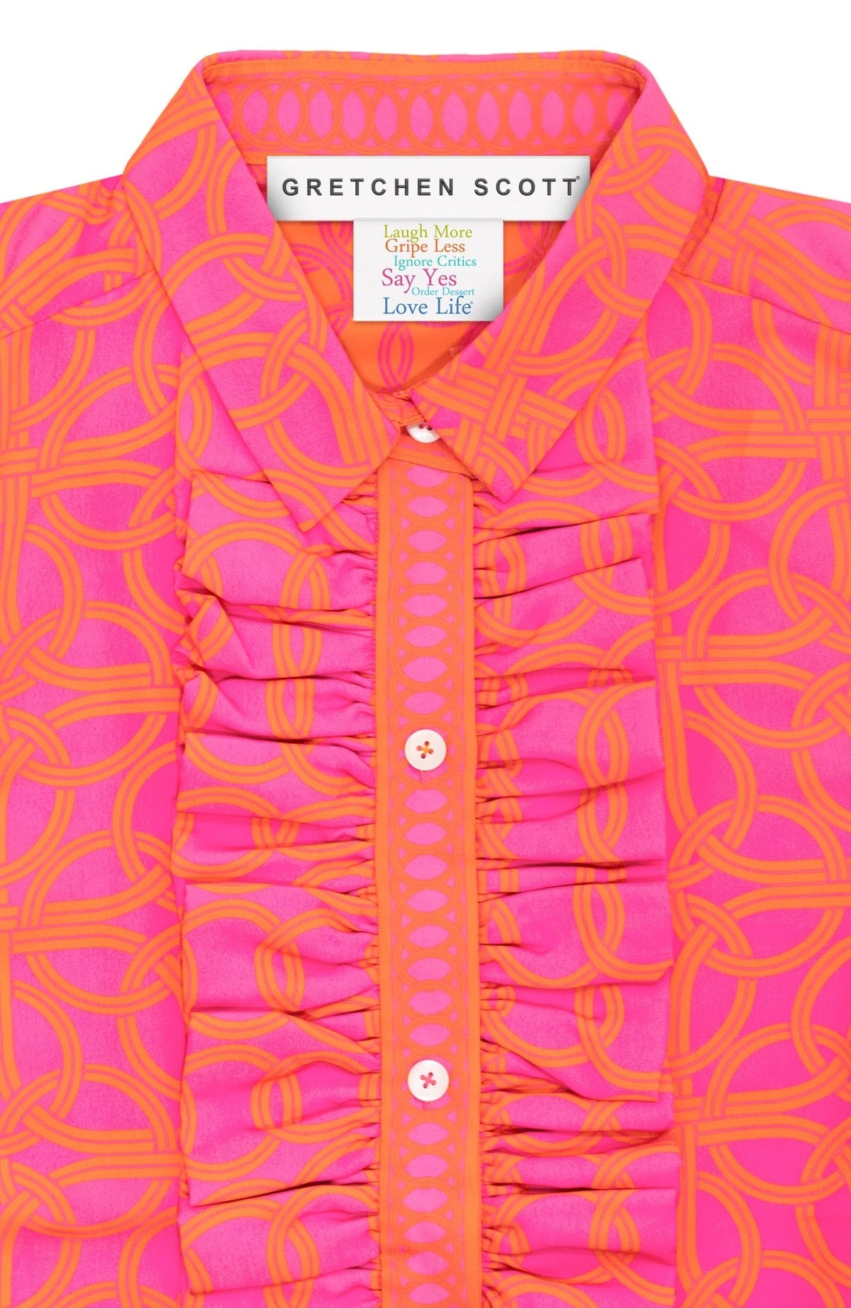 Ruffle Rumble Blouse - Ring Toss Shocking Pink