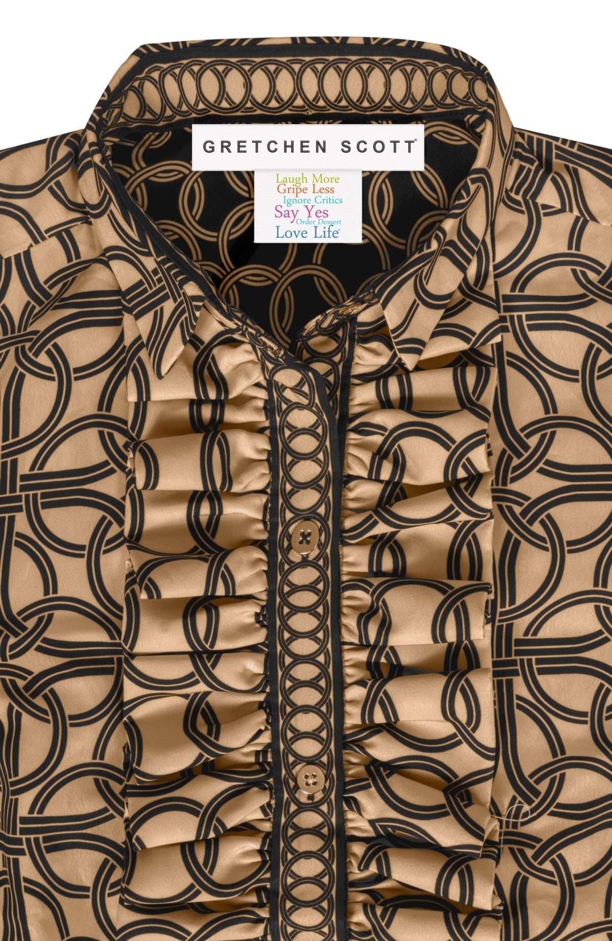 Ruffle Rumble Blouse - Ring Toss Champagne