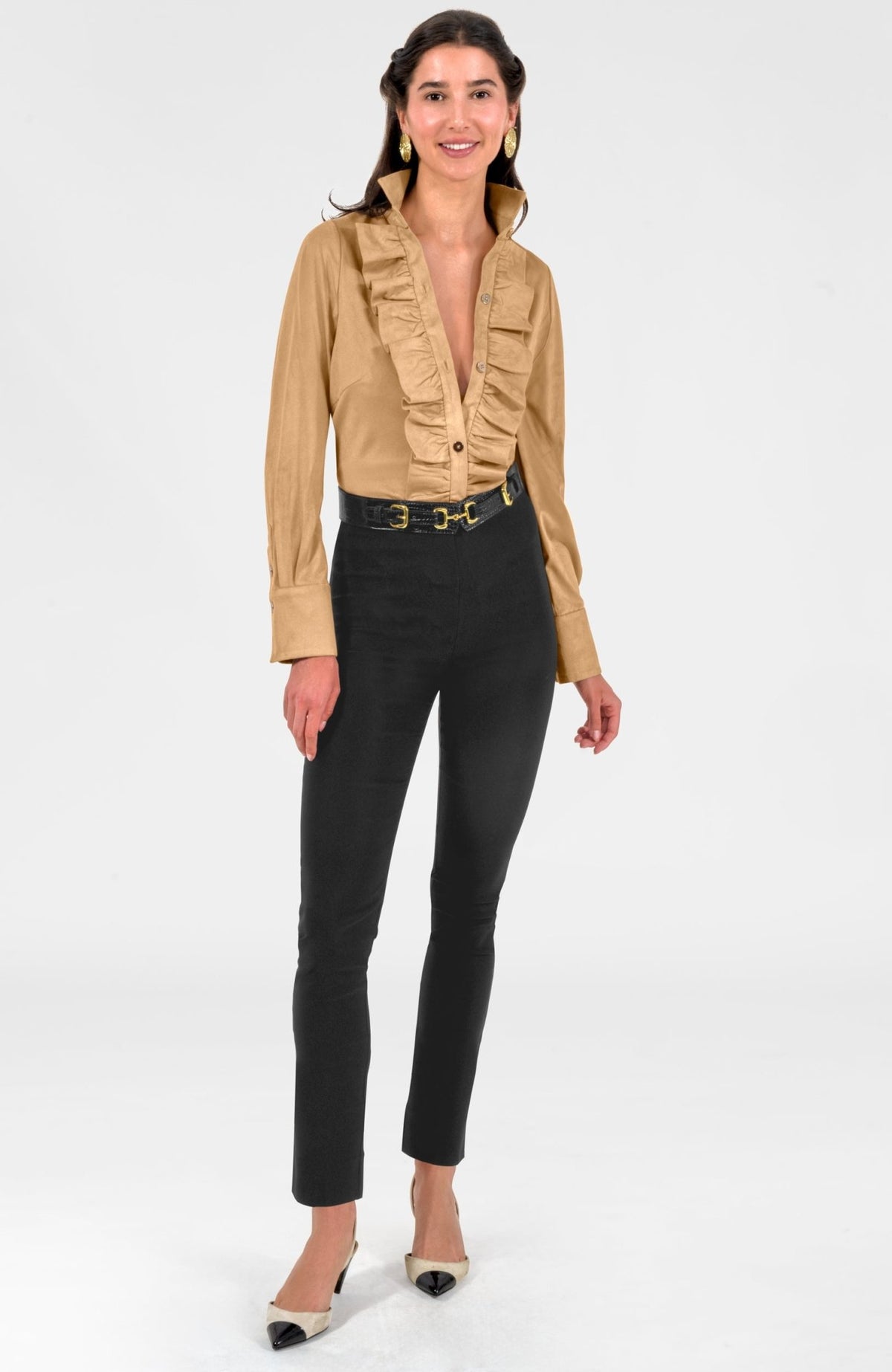 Ruffle Rumble Blouse - Ultra Suede Khaki