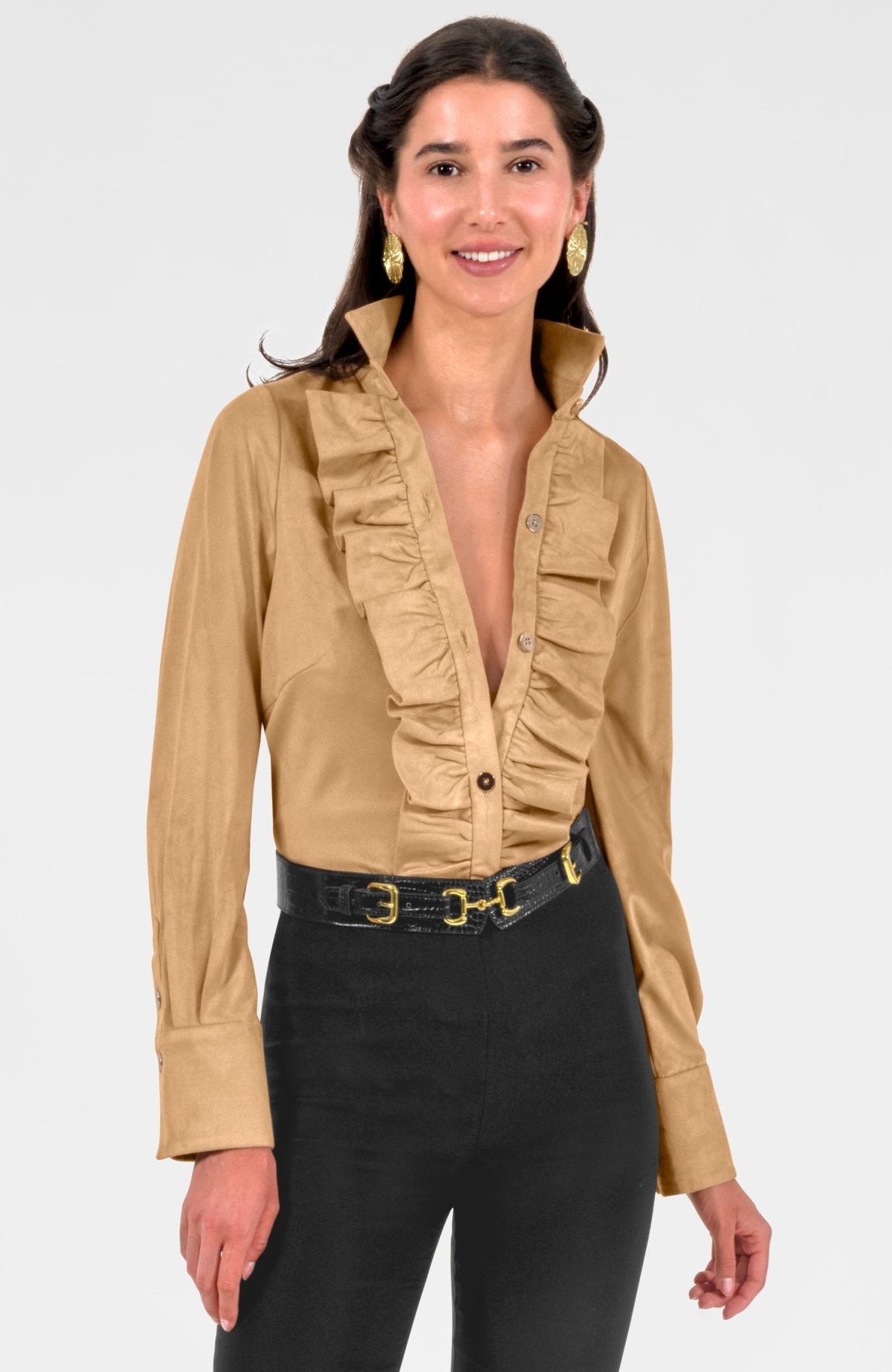Ruffle Rumble Blouse - Ultra Suede Khaki
