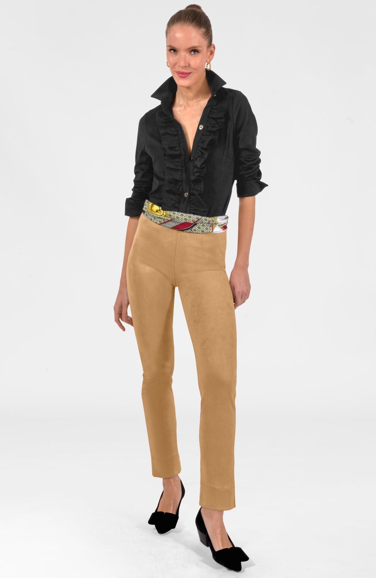 Ruffle Rumble Blouse - Ultra Suede Black