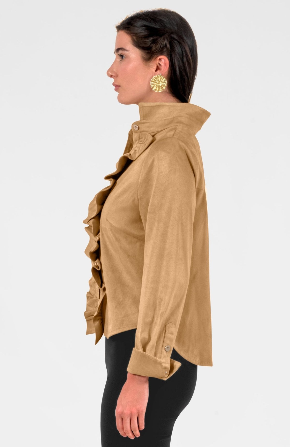 Ruffle Rumble Blouse - Ultra Suede Khaki