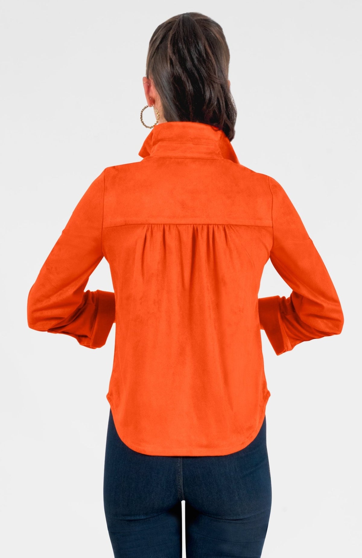 Ruffle Rumble Blouse - Ultra Suede Orange