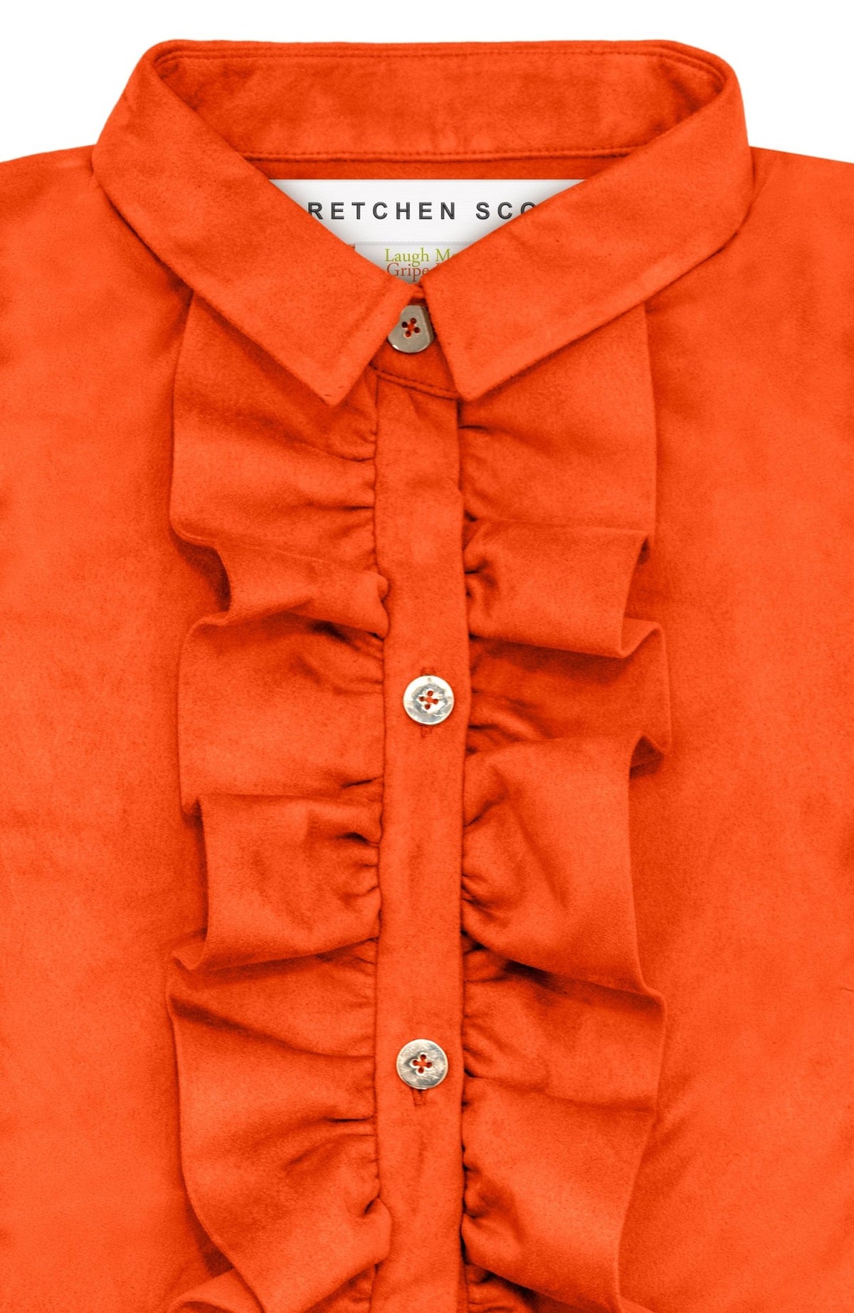 Ruffle Rumble Blouse - Ultra Suede Orange