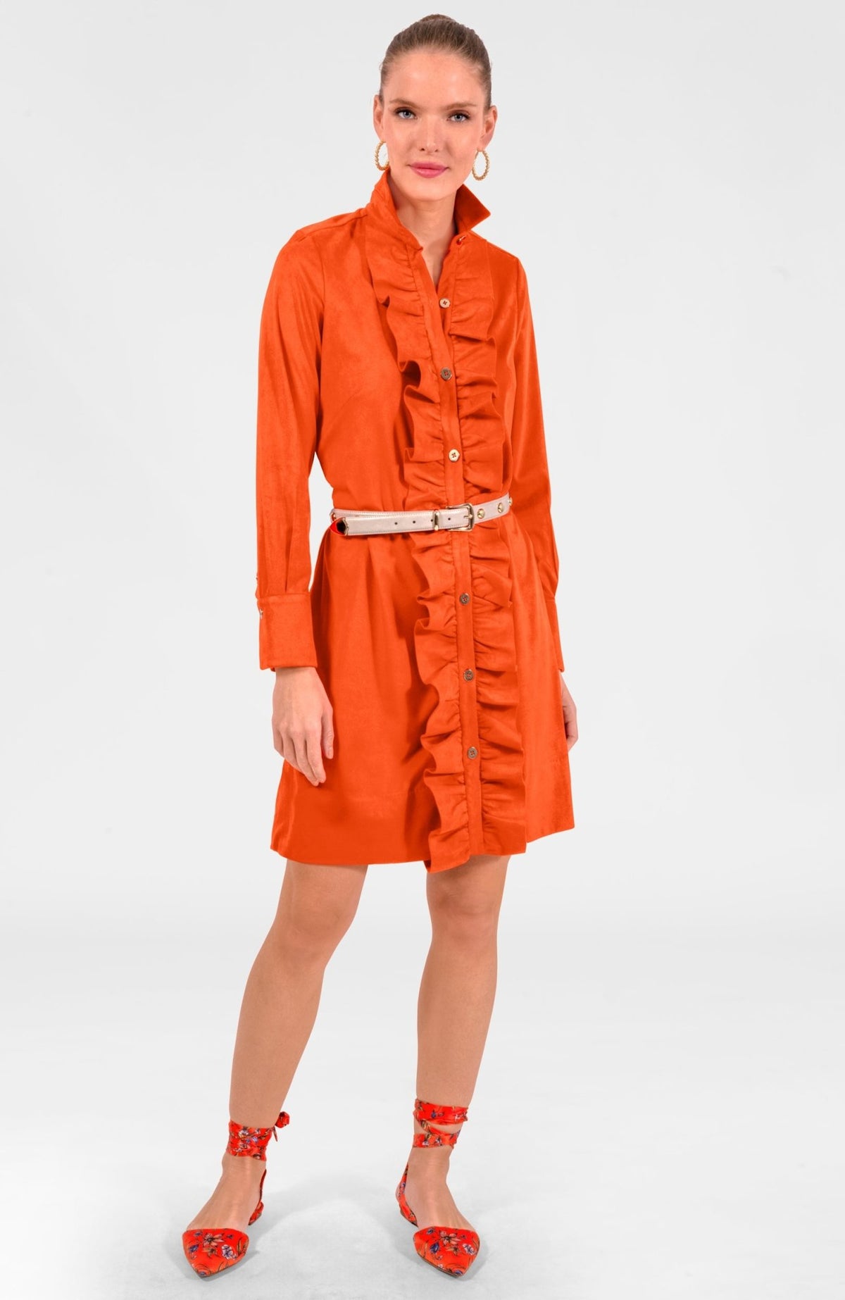 Ruffle Rumble Dress - Ultra Suede Orange