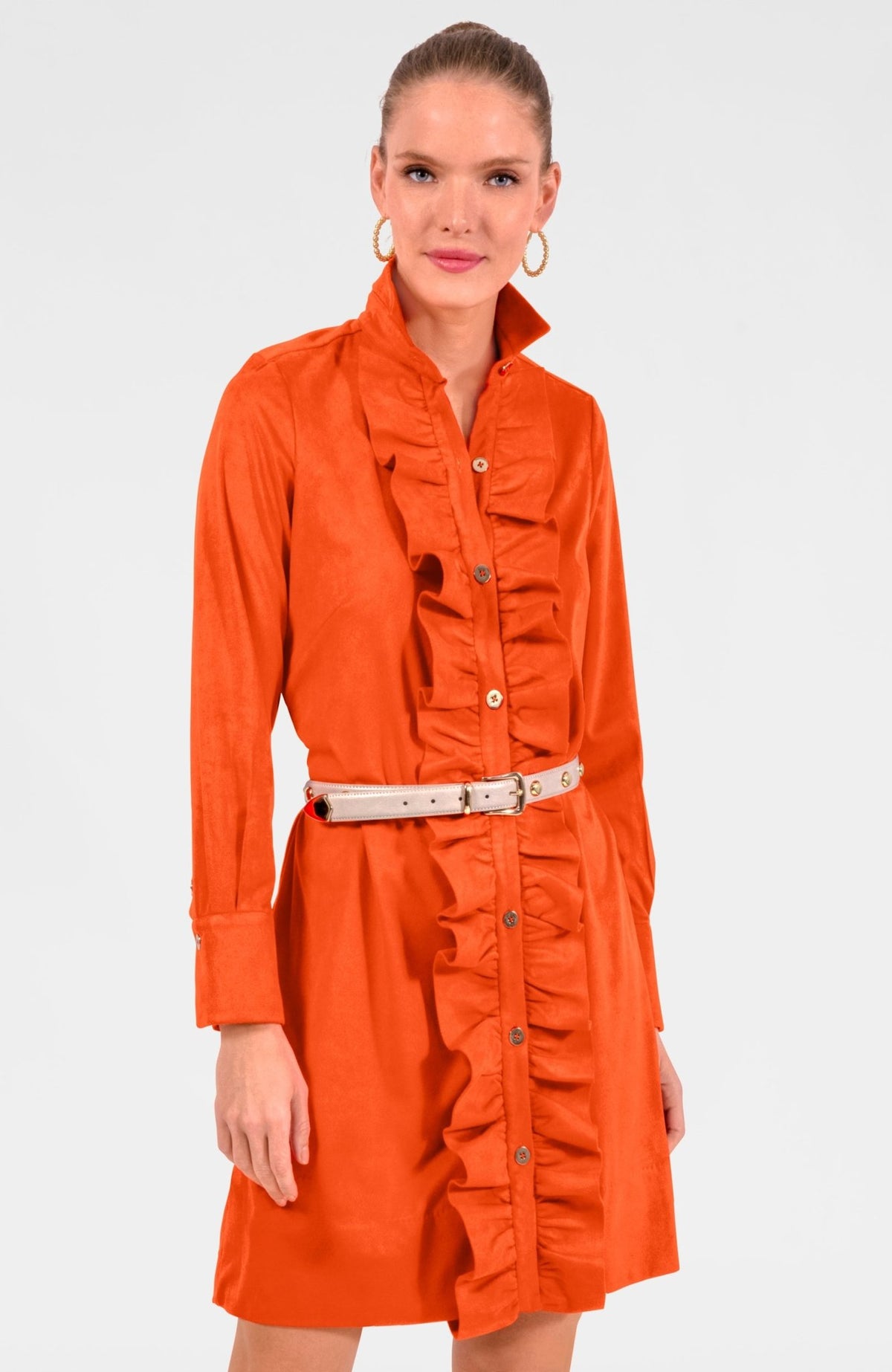 Ruffle Rumble Dress - Ultra Suede Orange