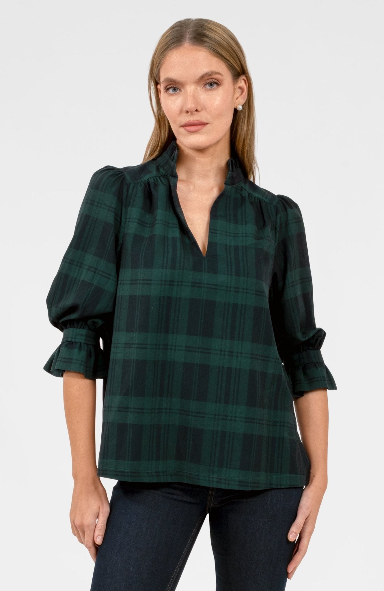 Ruffleneck Tunic - Blackwatch Plaid