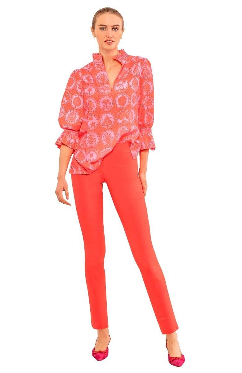 Ruffleneck Tunic - Circle Of Love Pink Red