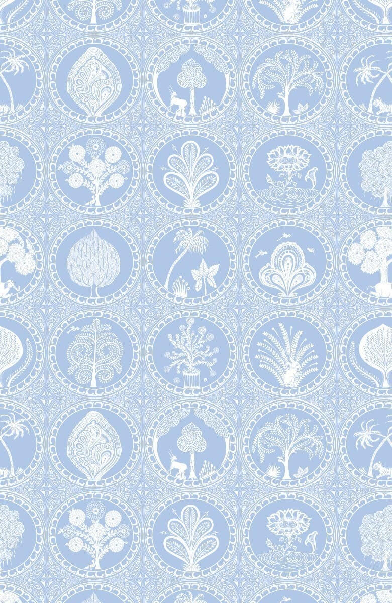 Ruffleneck Tunic - Circle Of Love Periwinkle White