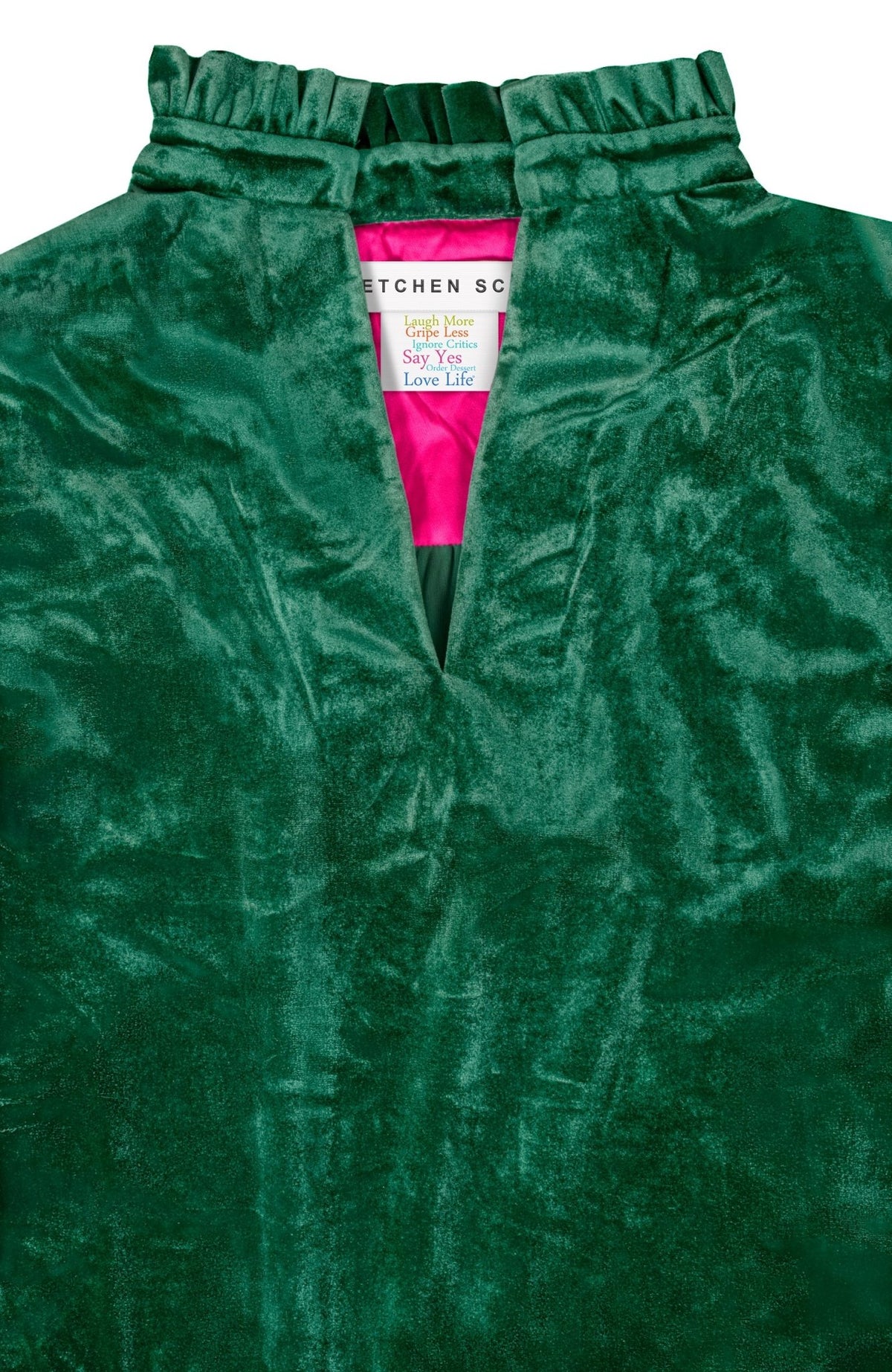 Ruffleneck Tunic - Silky Velvet Emerald