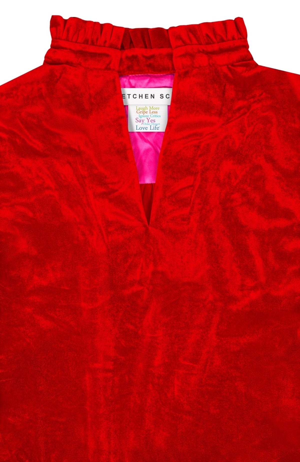 Ruffleneck Tunic - Silky Velvet Crimson