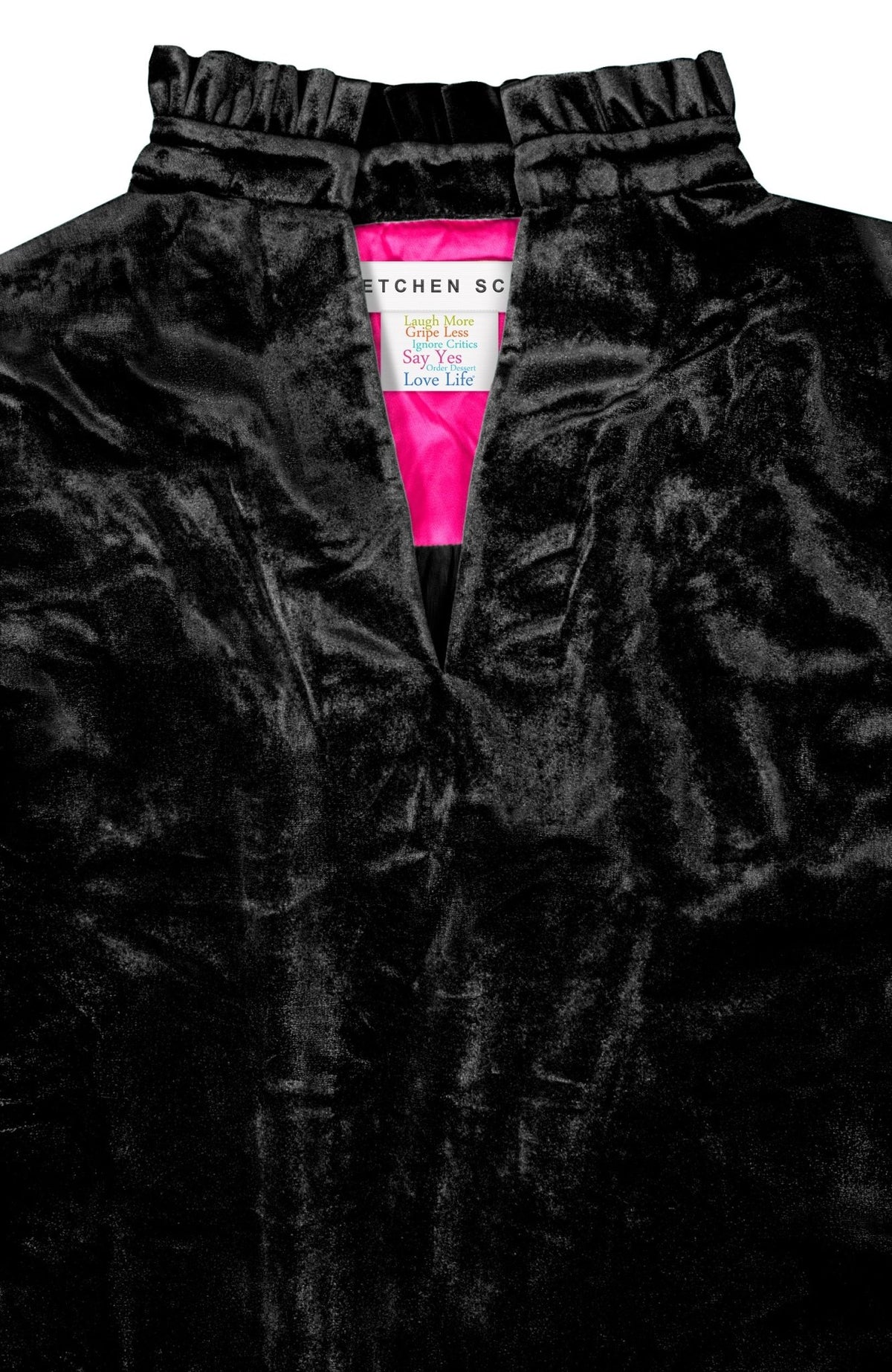 Ruffleneck Tunic - Silky Velvet Black