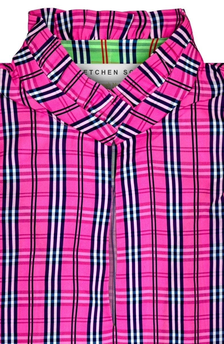 Ruffleneck Tunic - Sunshine Plaid - Final Sale Pink